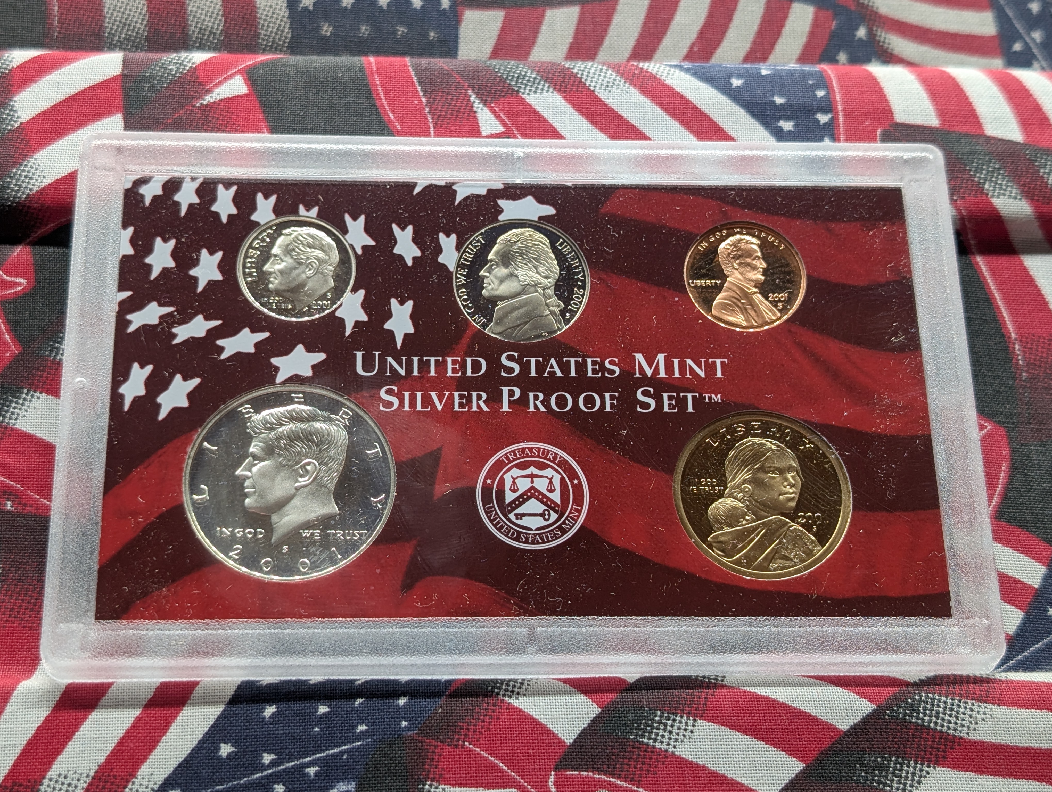 2001-S U.S. Mint Silver Proof Set In OGP With COA, Seven 90% Silver Coins