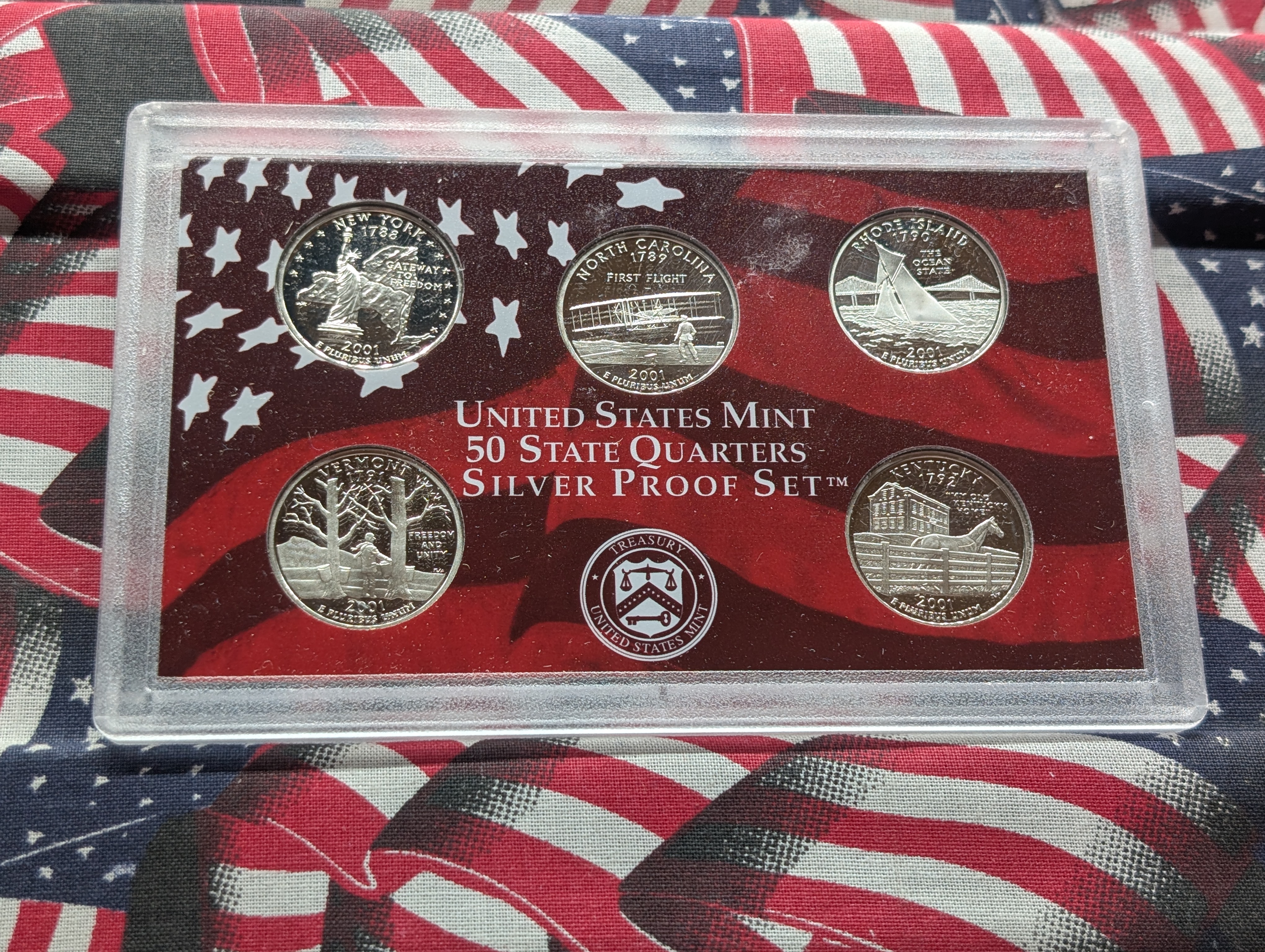 2001-S U.S. Mint Silver Proof Set In OGP With COA, Seven 90% Silver Coins