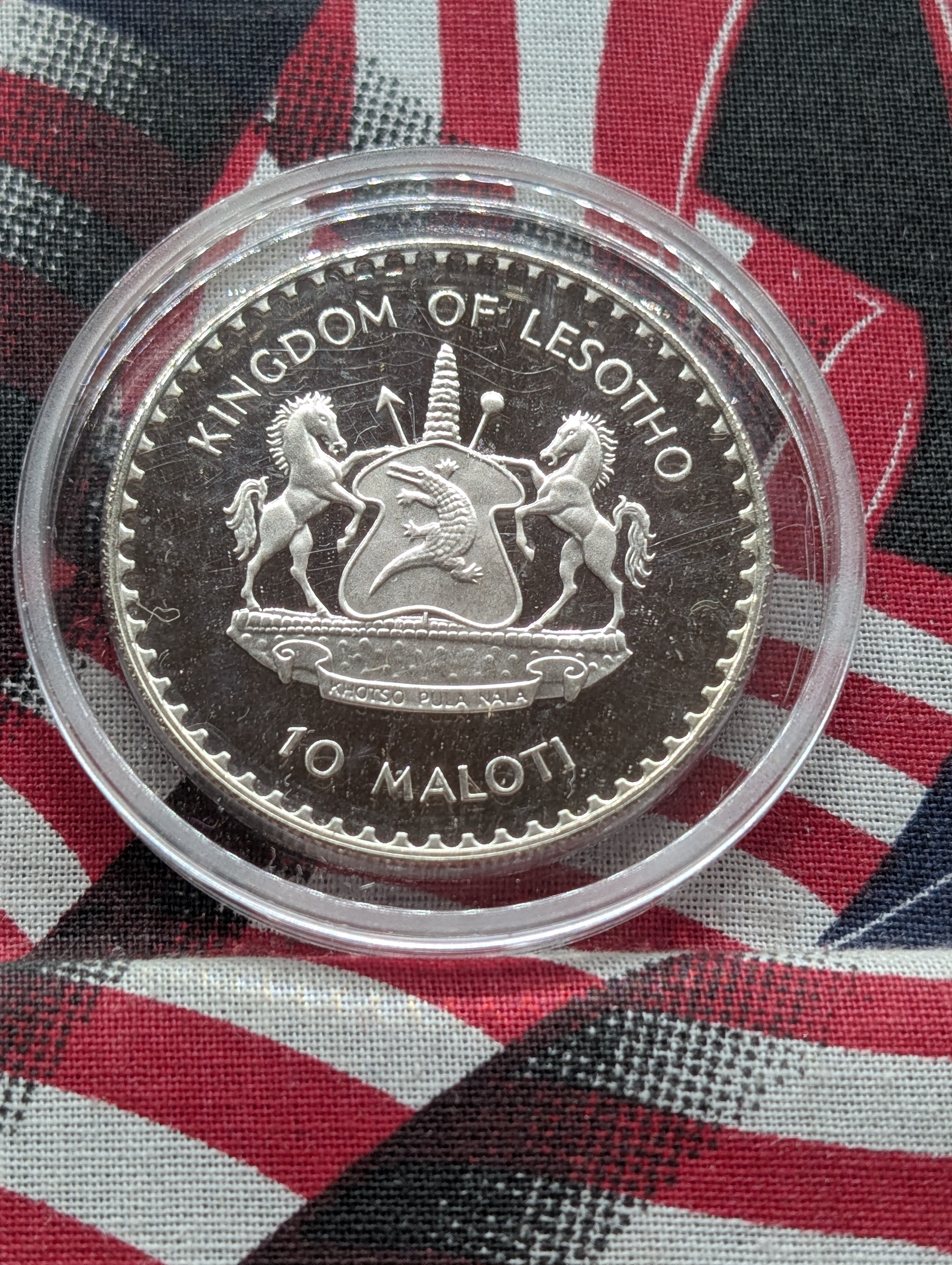 1982 Kingdom Of Lesotho 10 Maloti, 31.1 Grams 50% Silver