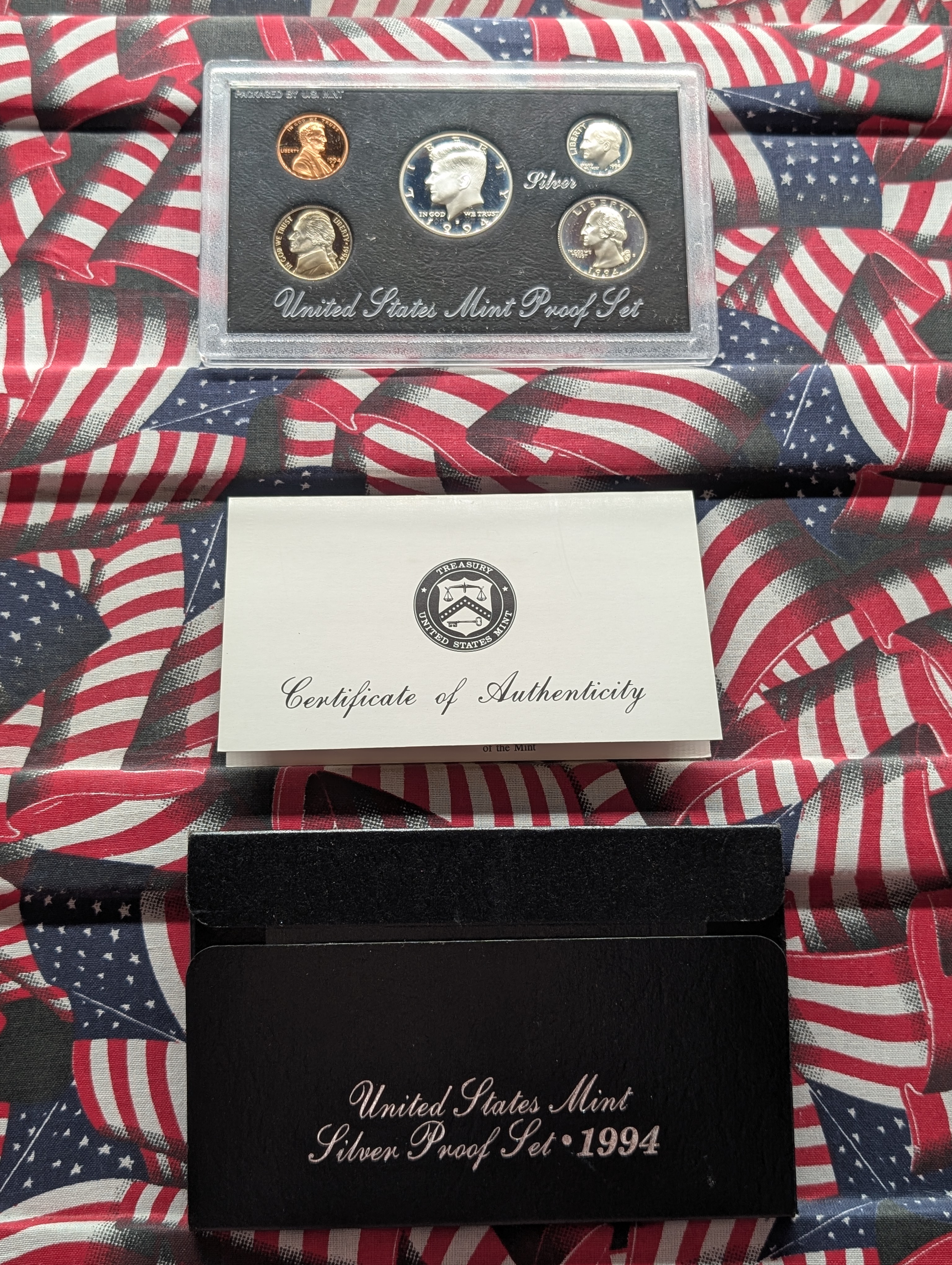 1994-S U.S. Mint Silver Proof Set In OGP With COA, Three 90% Silver Coins