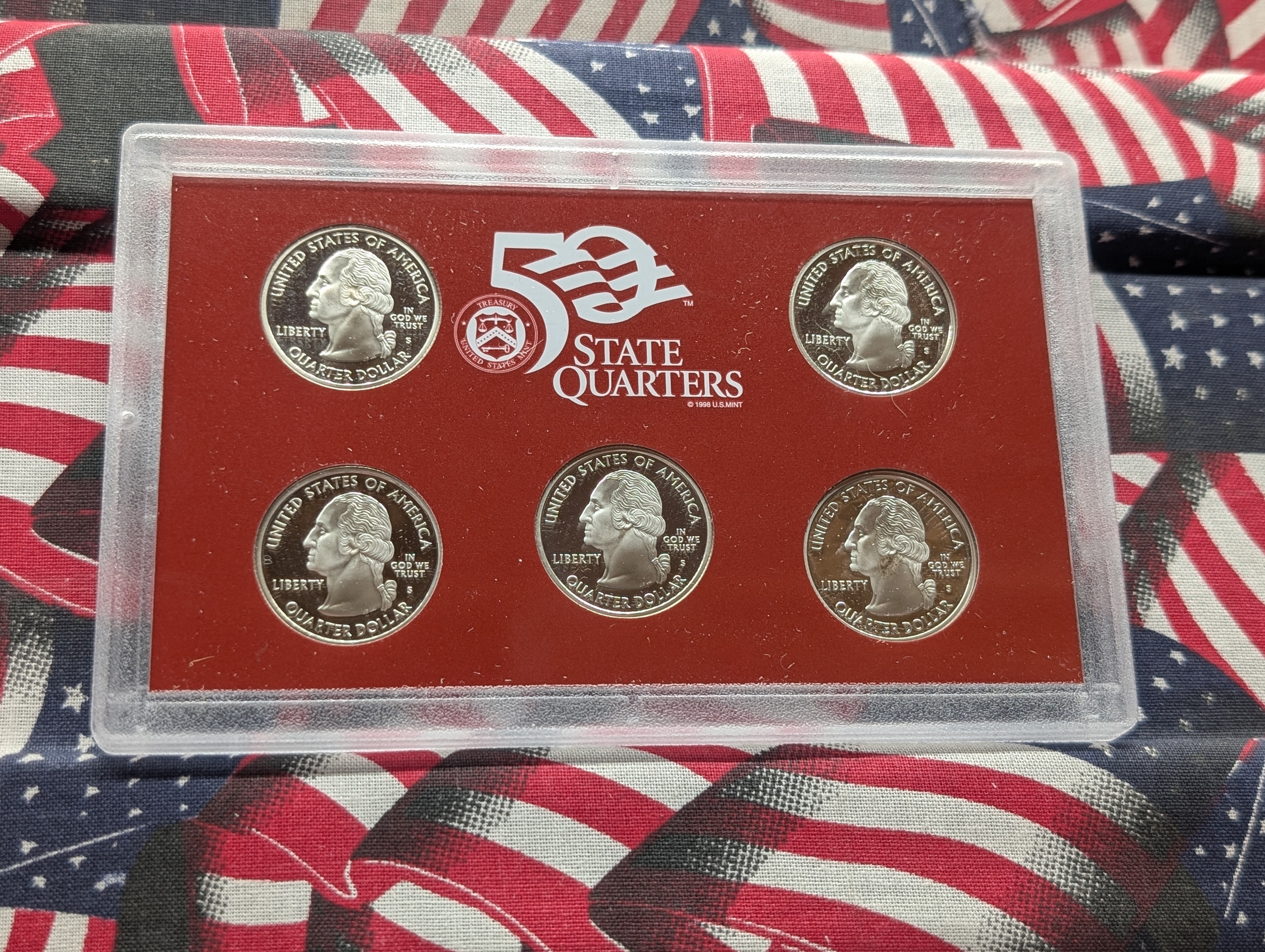 2006-S U.S. Mint Fifty State Quarters Silver Proof Set In OGP With COA, Five 90% Silver Coins