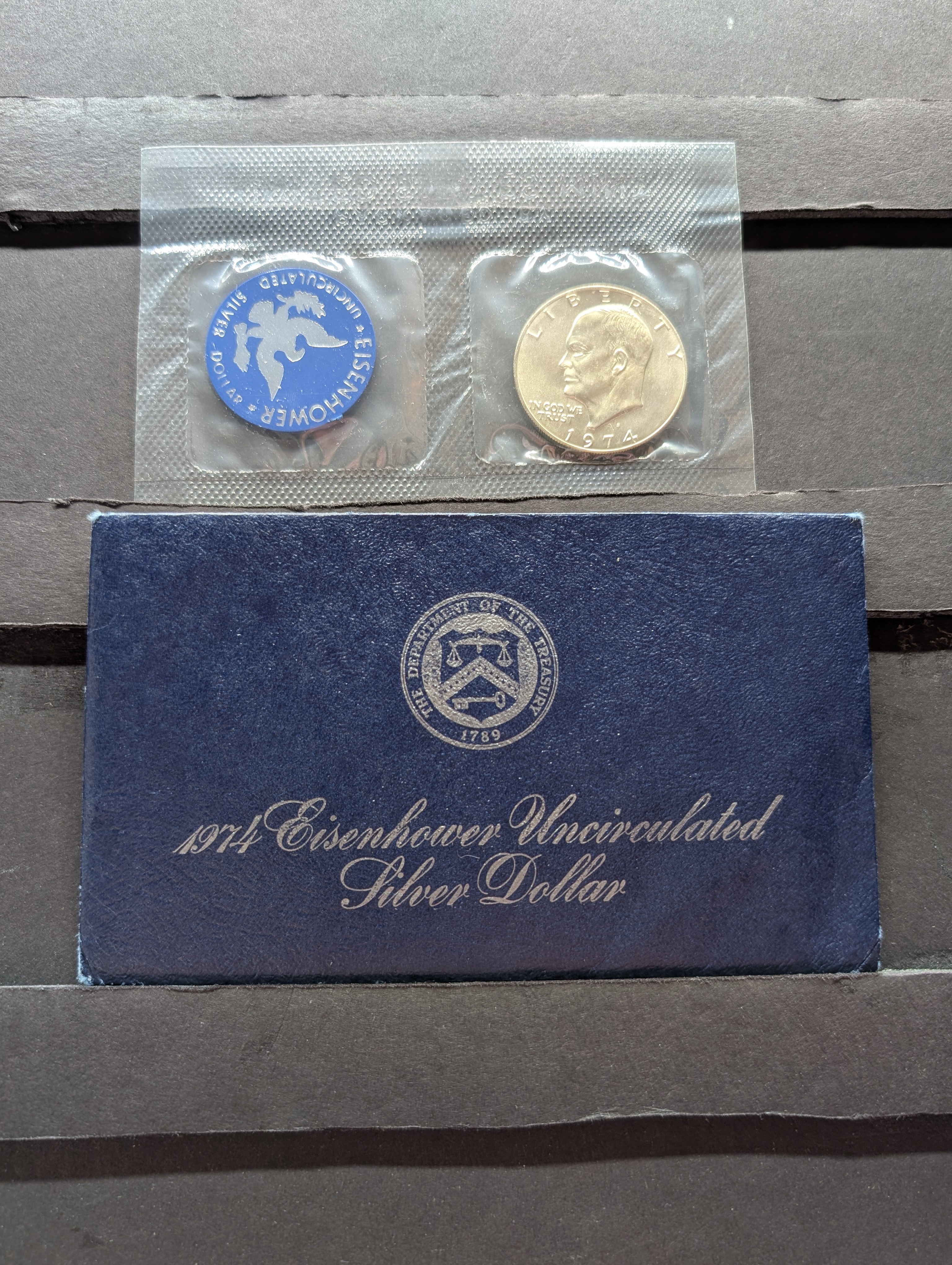 1974-S Eisenhower Uncirculated Silver Dollar In OGP, 40% Silver