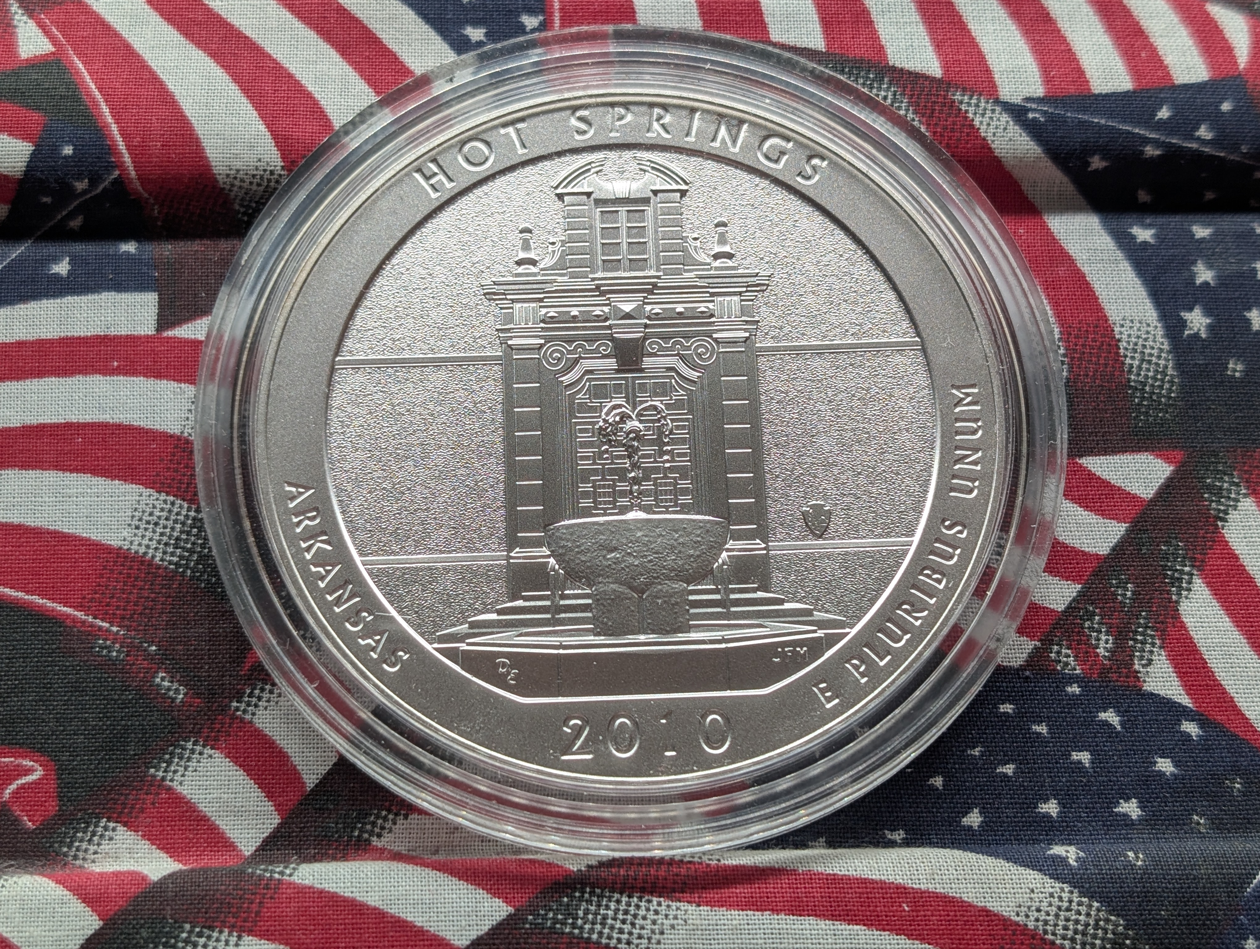 2010-P Arkansas, Hot Springs National Park America The Beautiful Five Troy Ounces 99.9% Silver Uncirculated Coin In OGP With COA,