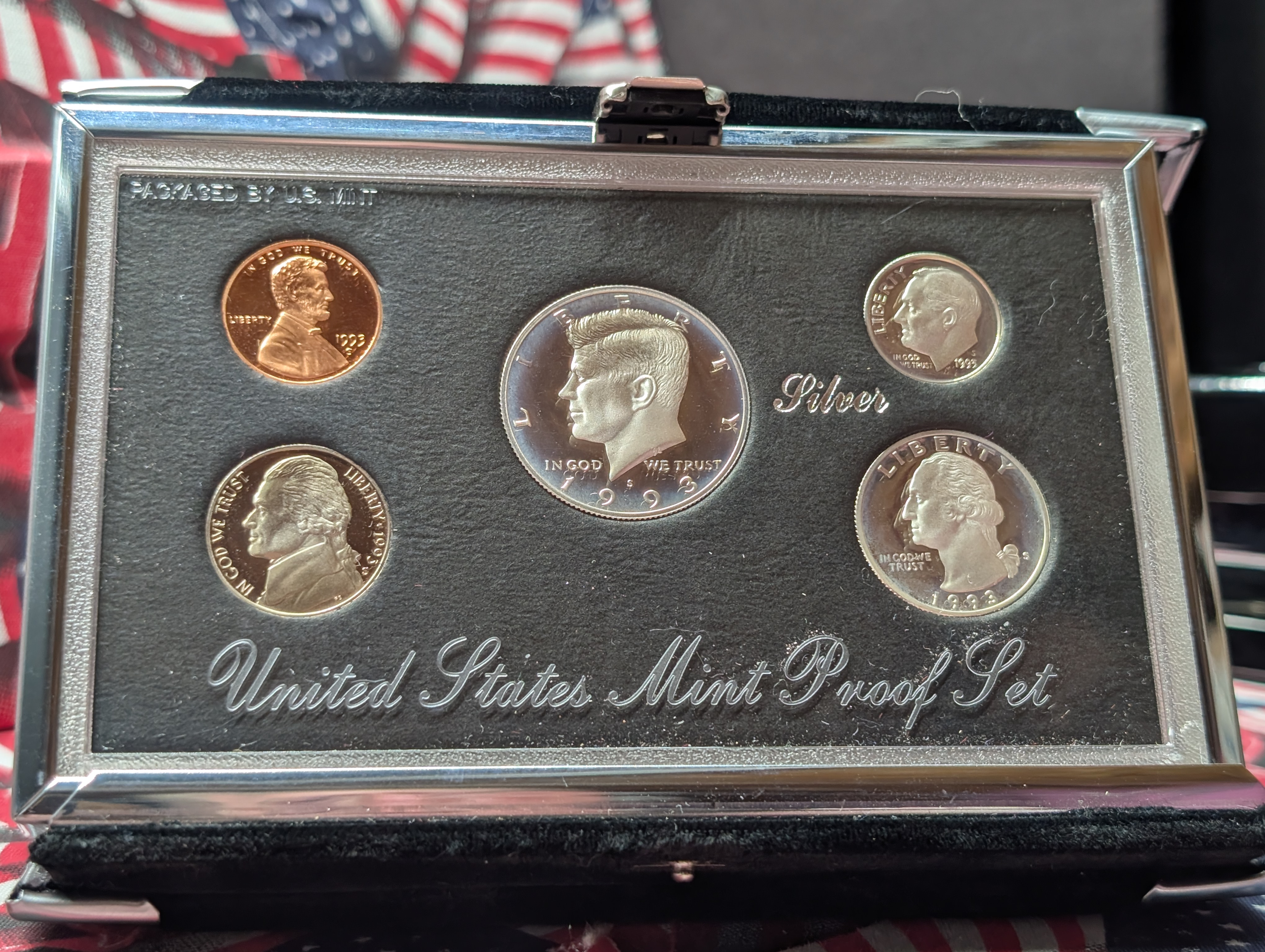 1993-S U.S. Mint Premier Silver Proof Set, Three 90% Silver Coins, NO BOX