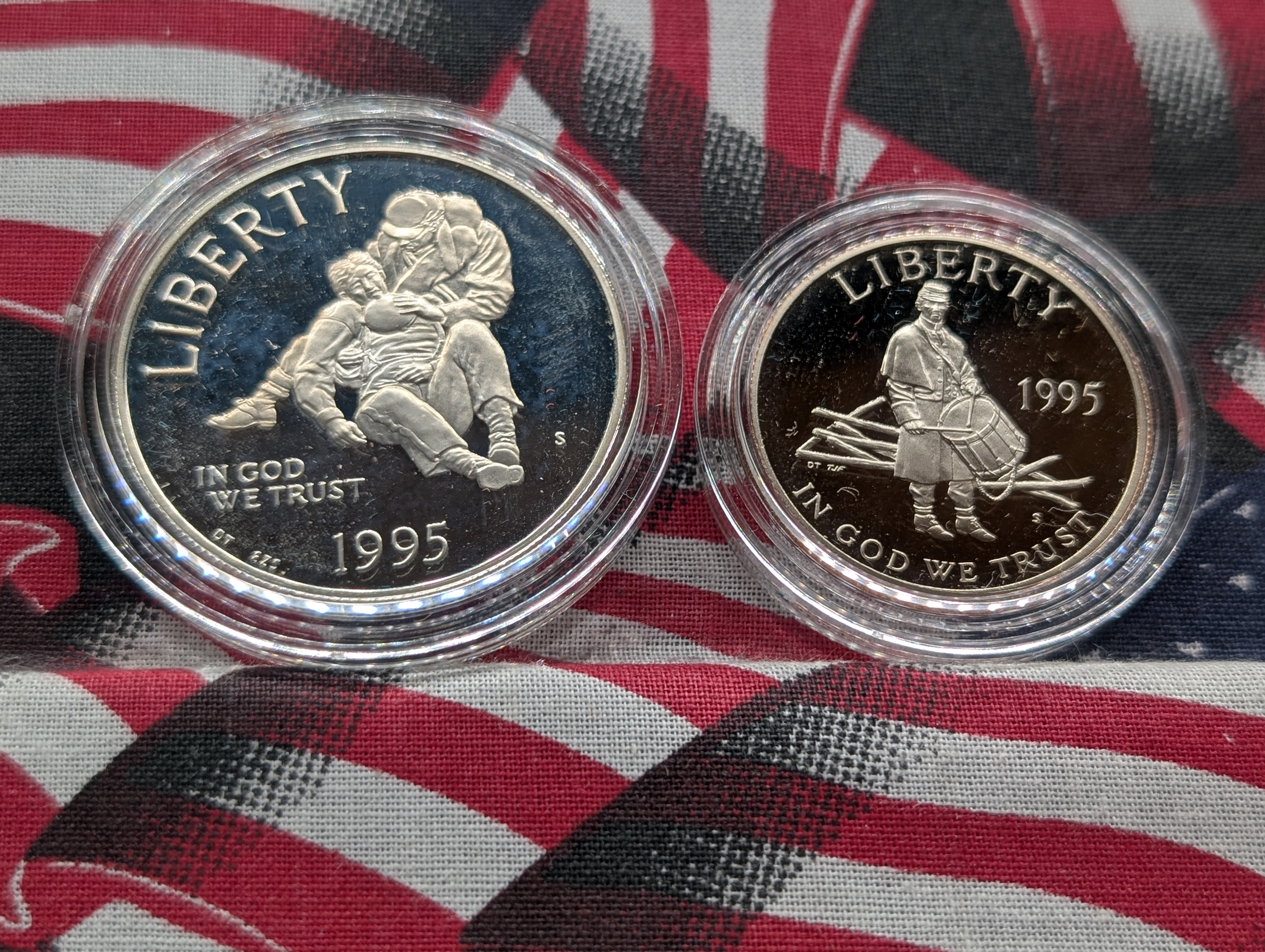 1995-S Civil War Battlefield Commemorative Coins In OGP With COA, 90% Silver One Dollar, Clad Half Dollar