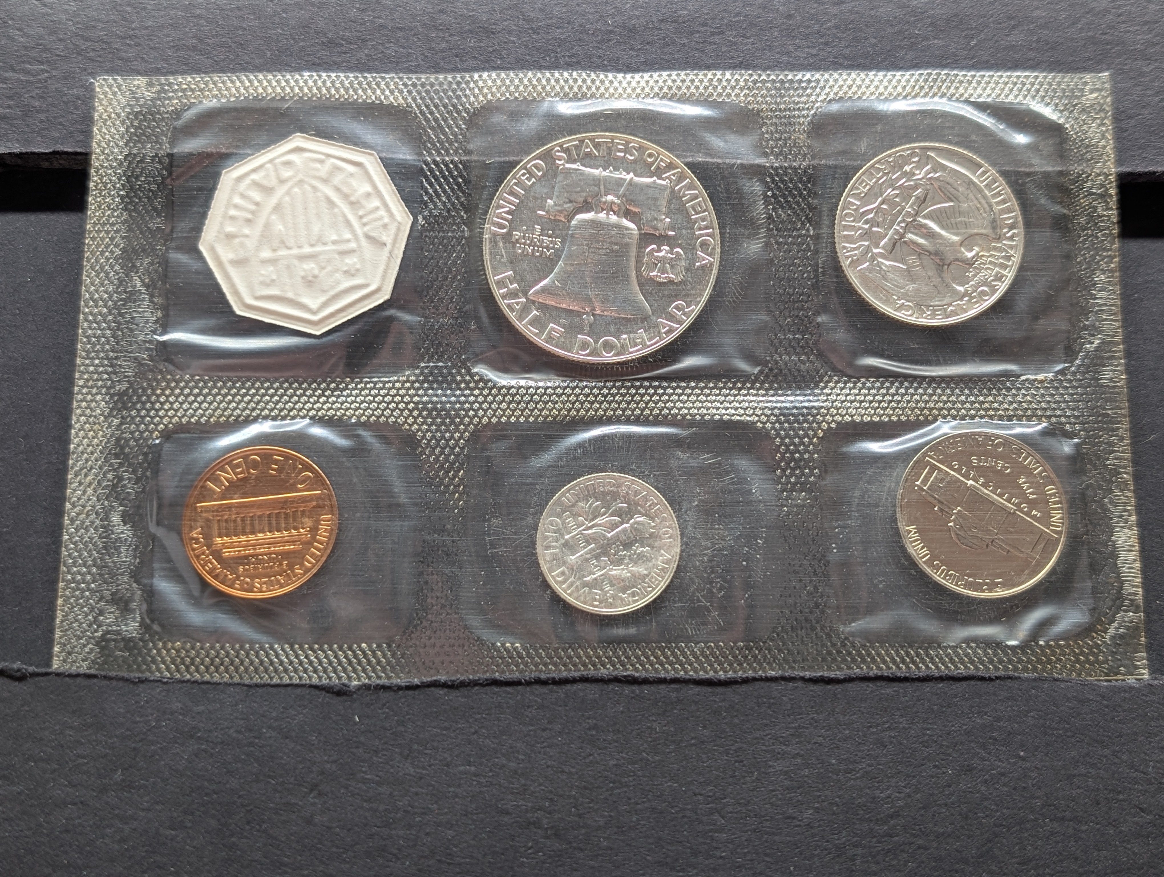 1959-P U.S. Proof Coin Set In OGP, Three 90% Silver Coins