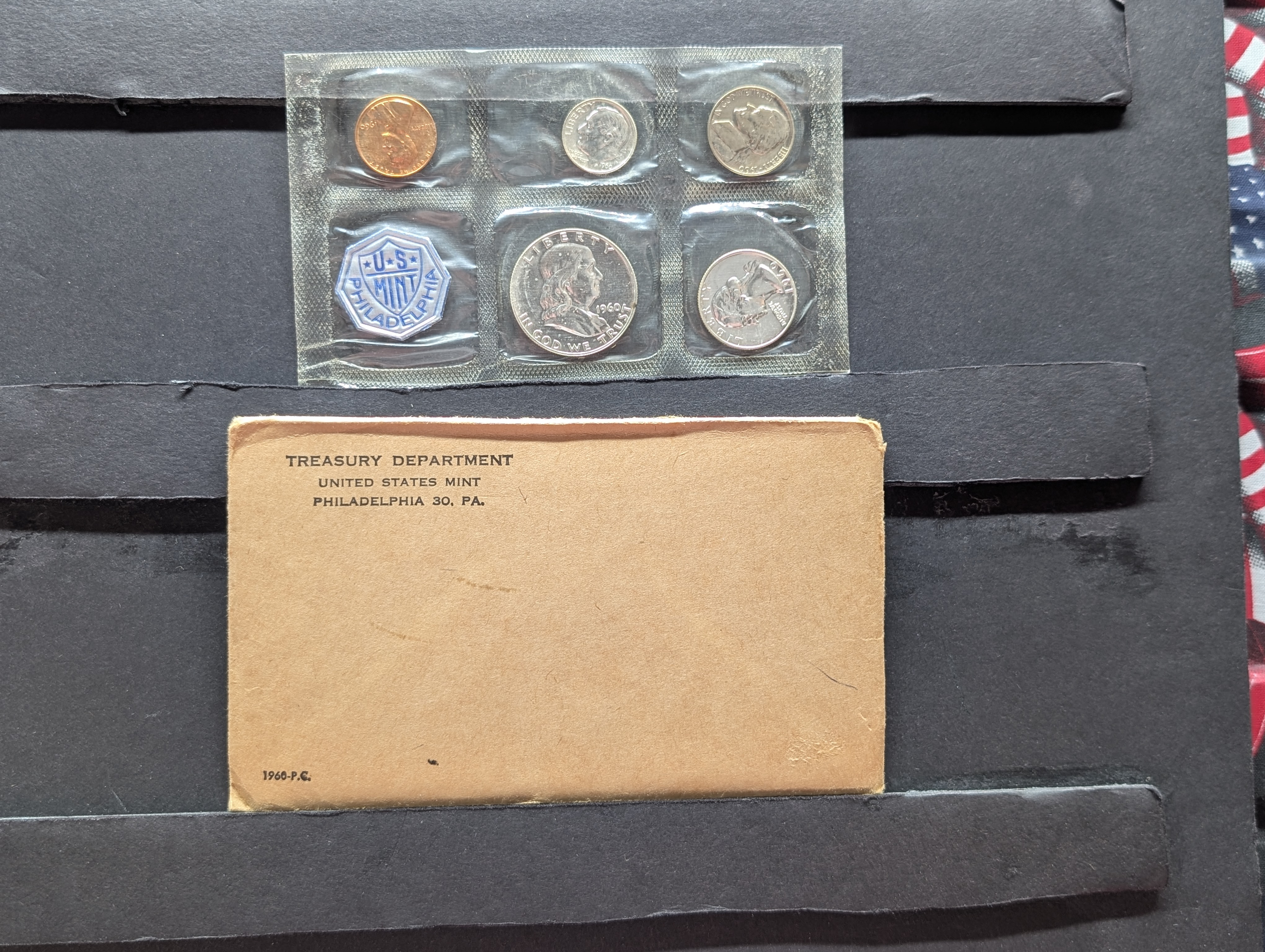 1960-P U.S. Proof Coin Set In OGP, Three 90% Silver Coins