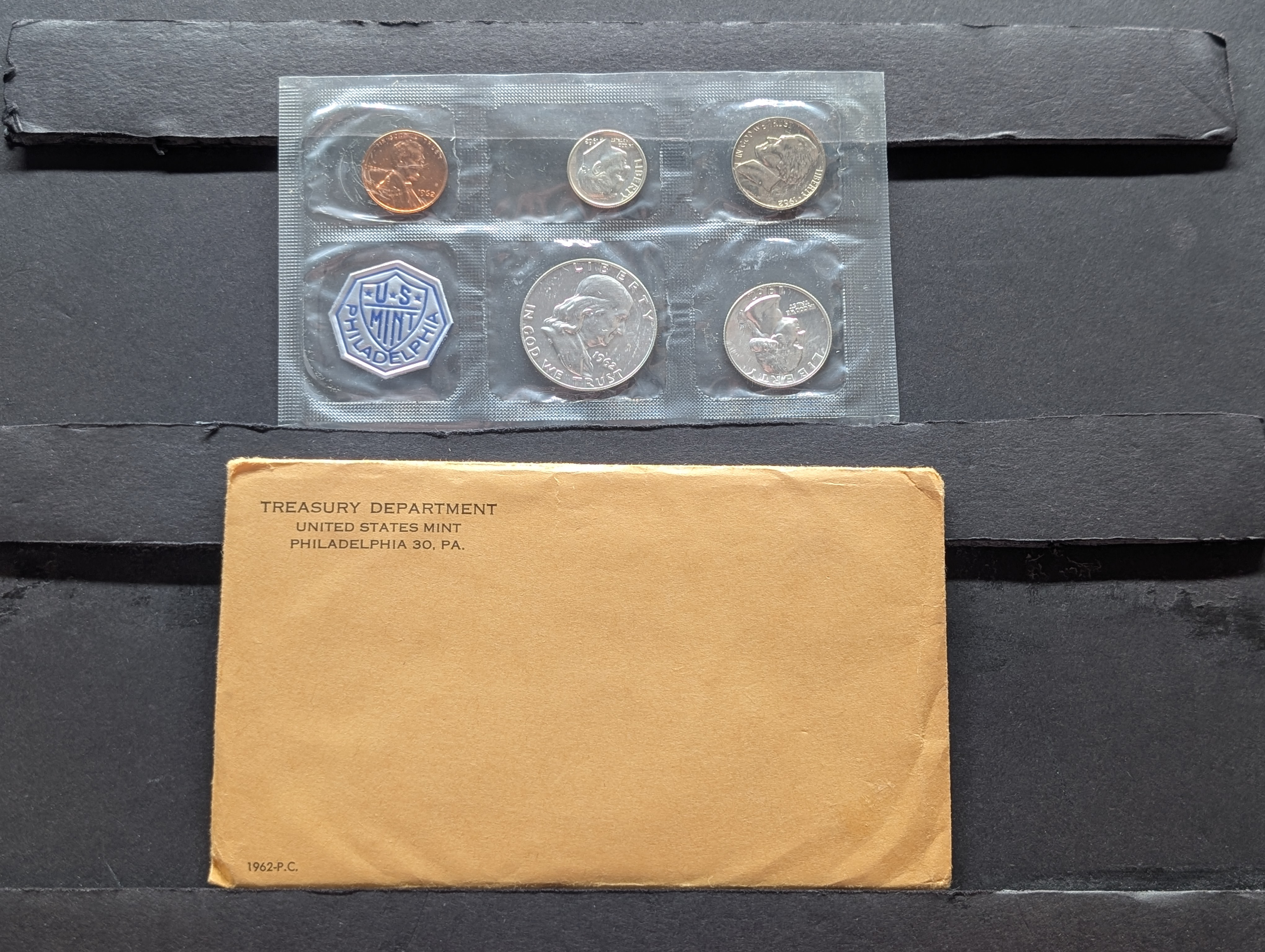 1962-P U.S. Proof Coin Set In OGP, Three 90% Silver Coins