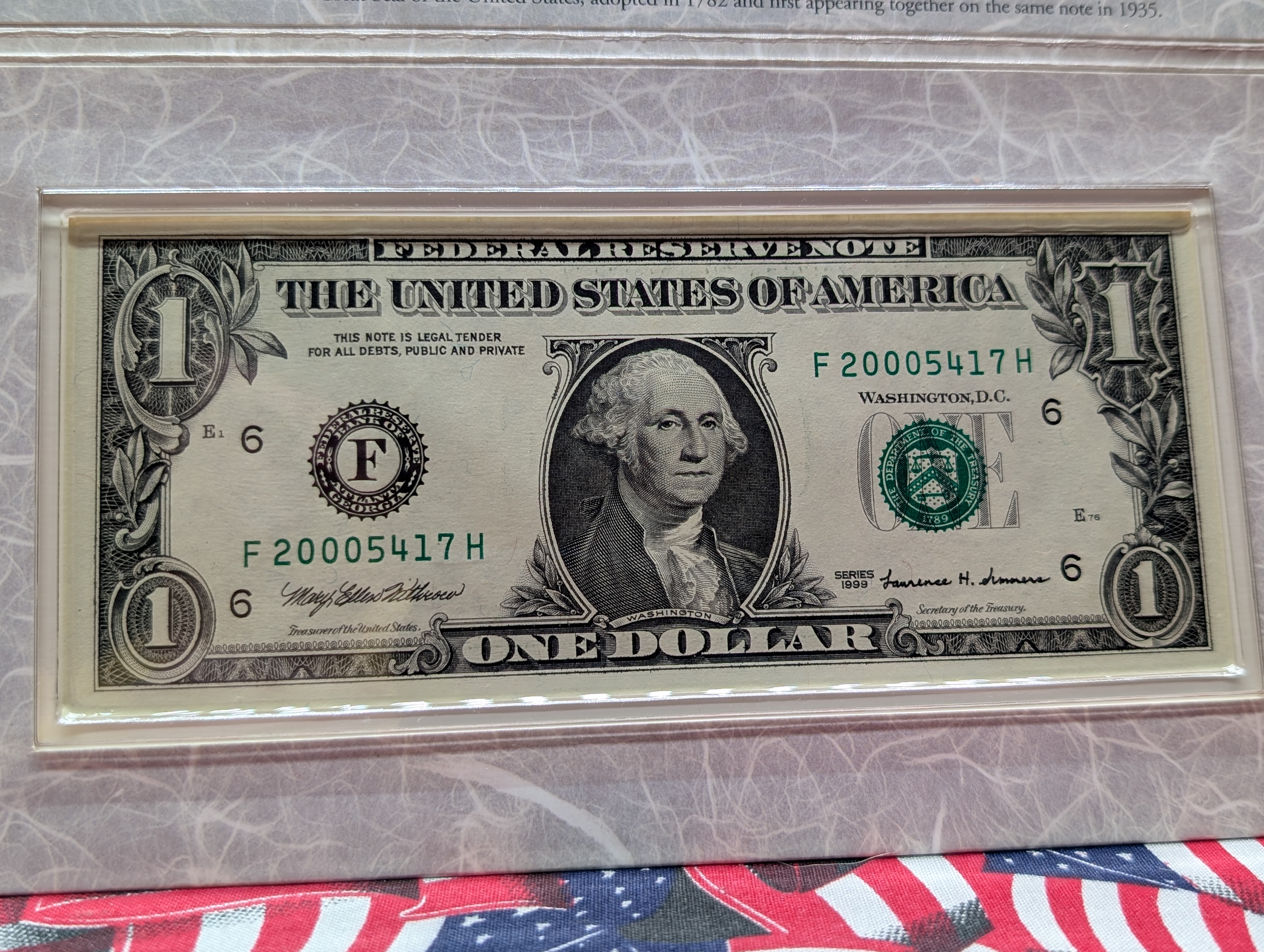 The U.S. Millenium Coinage And Currency Set, 2000 Sacagawea One Dollar, 2000 American Silver Eagle, & 1999 One Dollar Bank Note, with 2000 I