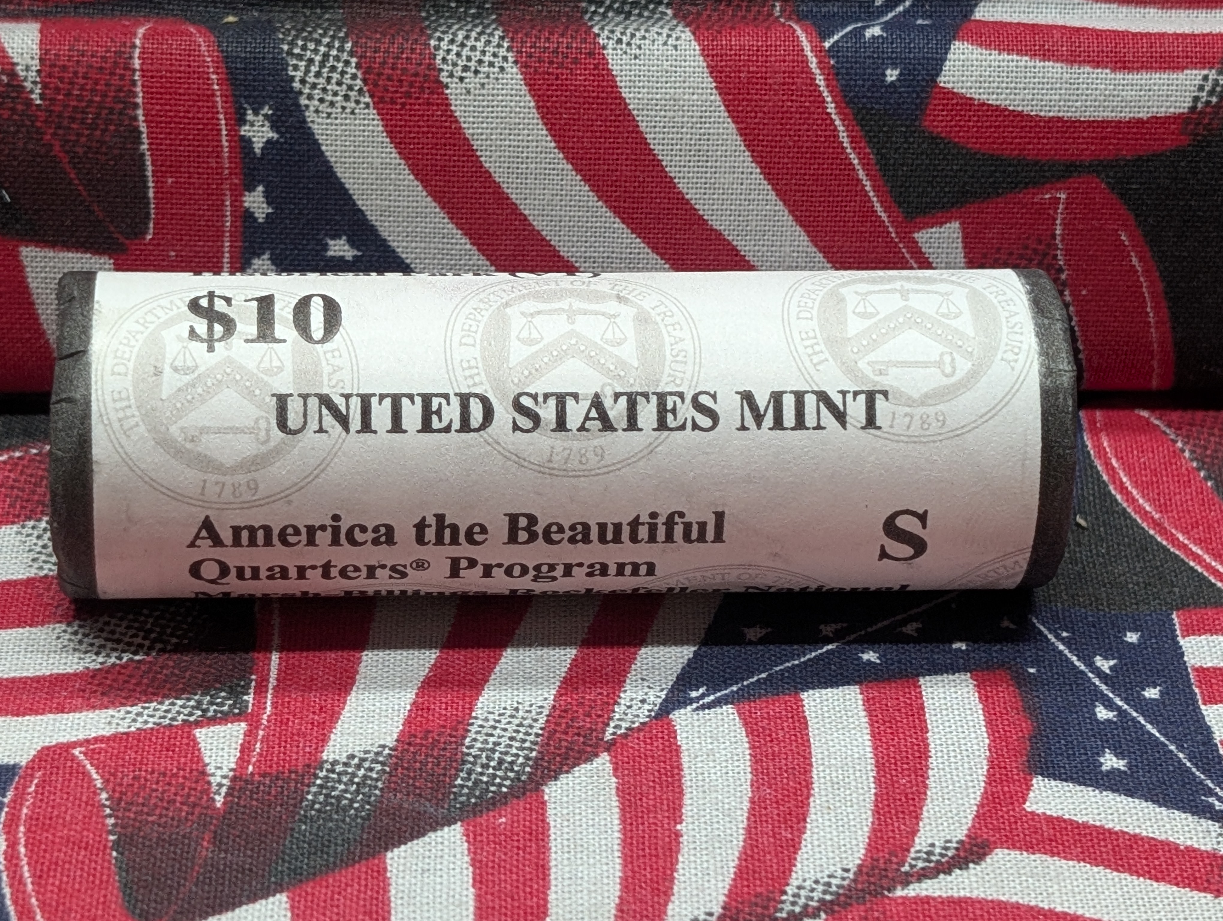 2020-S Unopened Paper Wrapped Roll of ATB Marsh-Billings-Rockefeller National Historical Park Washington Quarters