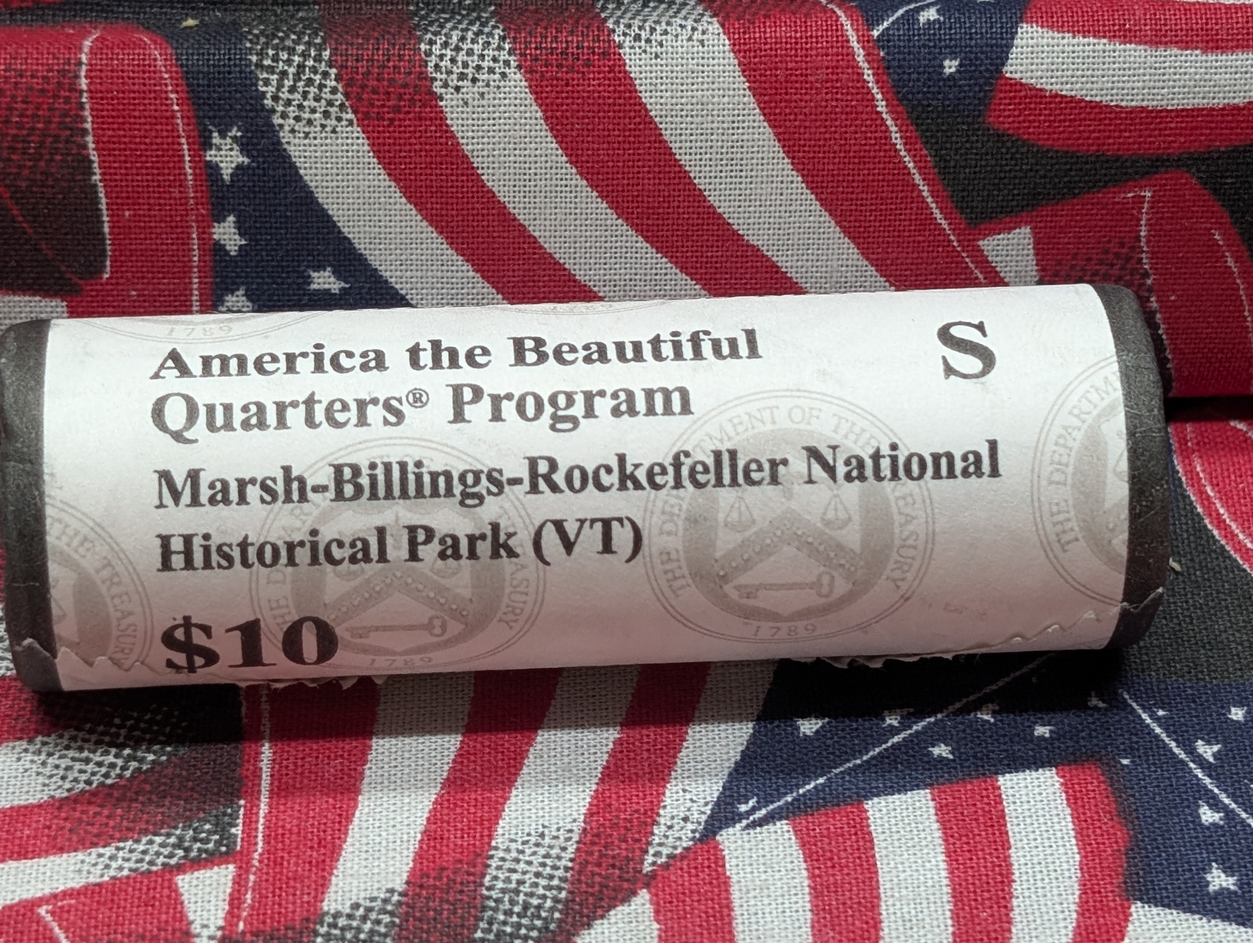 2020-S Unopened Paper Wrapped Roll of ATB Marsh-Billings-Rockefeller National Historical Park Washington Quarters
