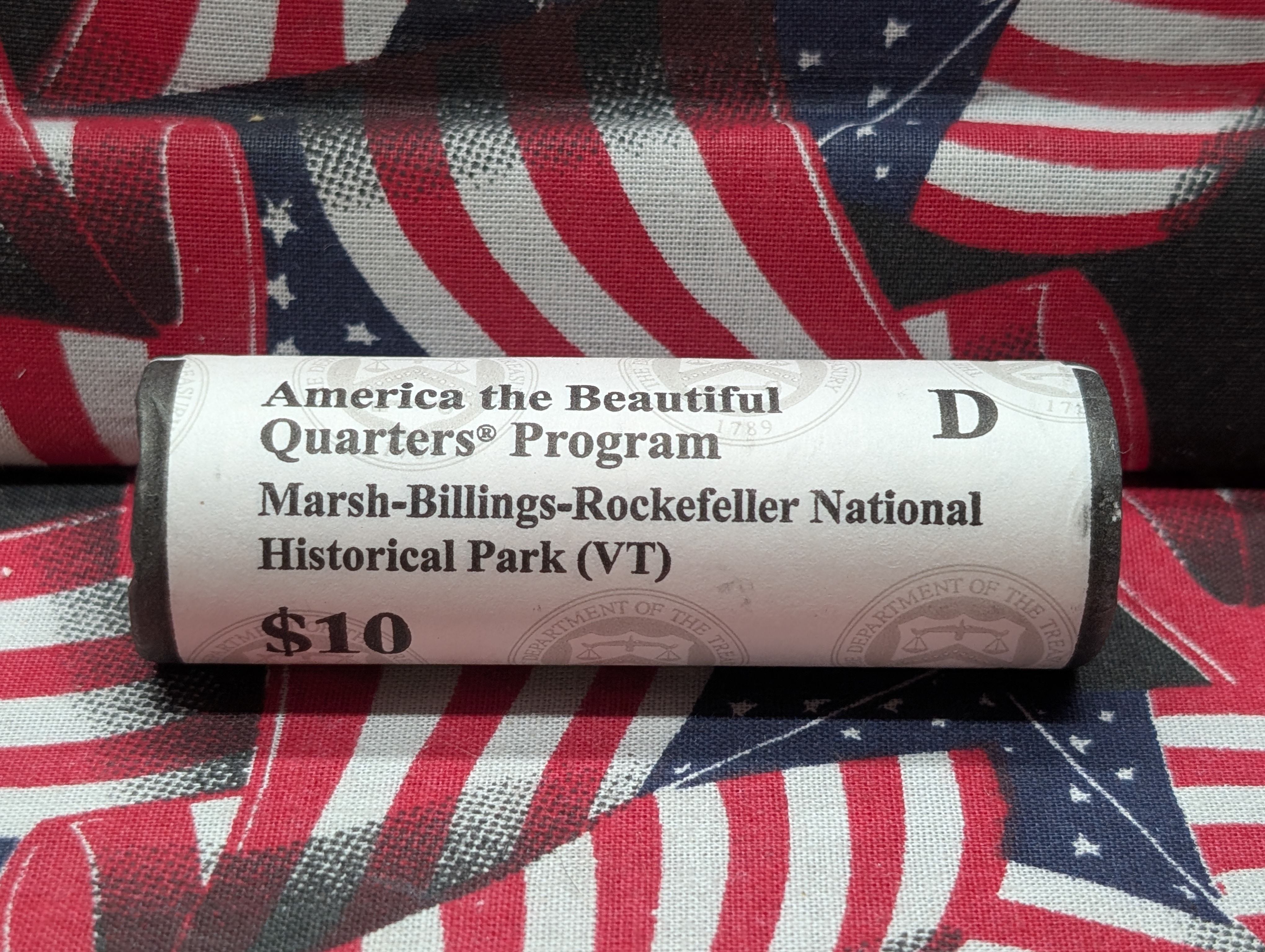 2020-D Unopened Paper Wrapped Roll of ATB Marsh-Billings-Rockefeller National Historical Park Washington Quarters
