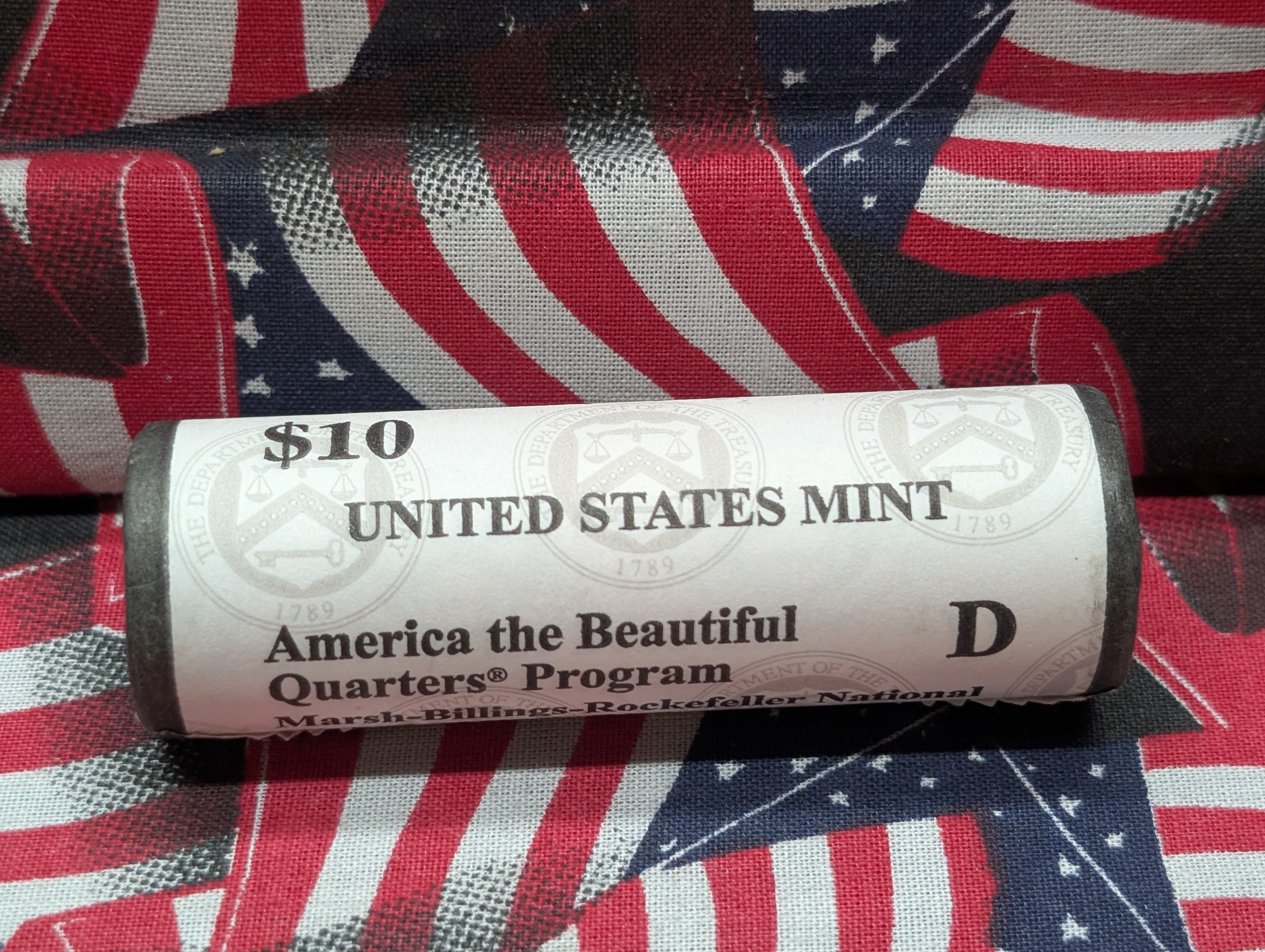 2020-D Unopened Paper Wrapped Roll of ATB Marsh-Billings-Rockefeller National Historical Park Washington Quarters