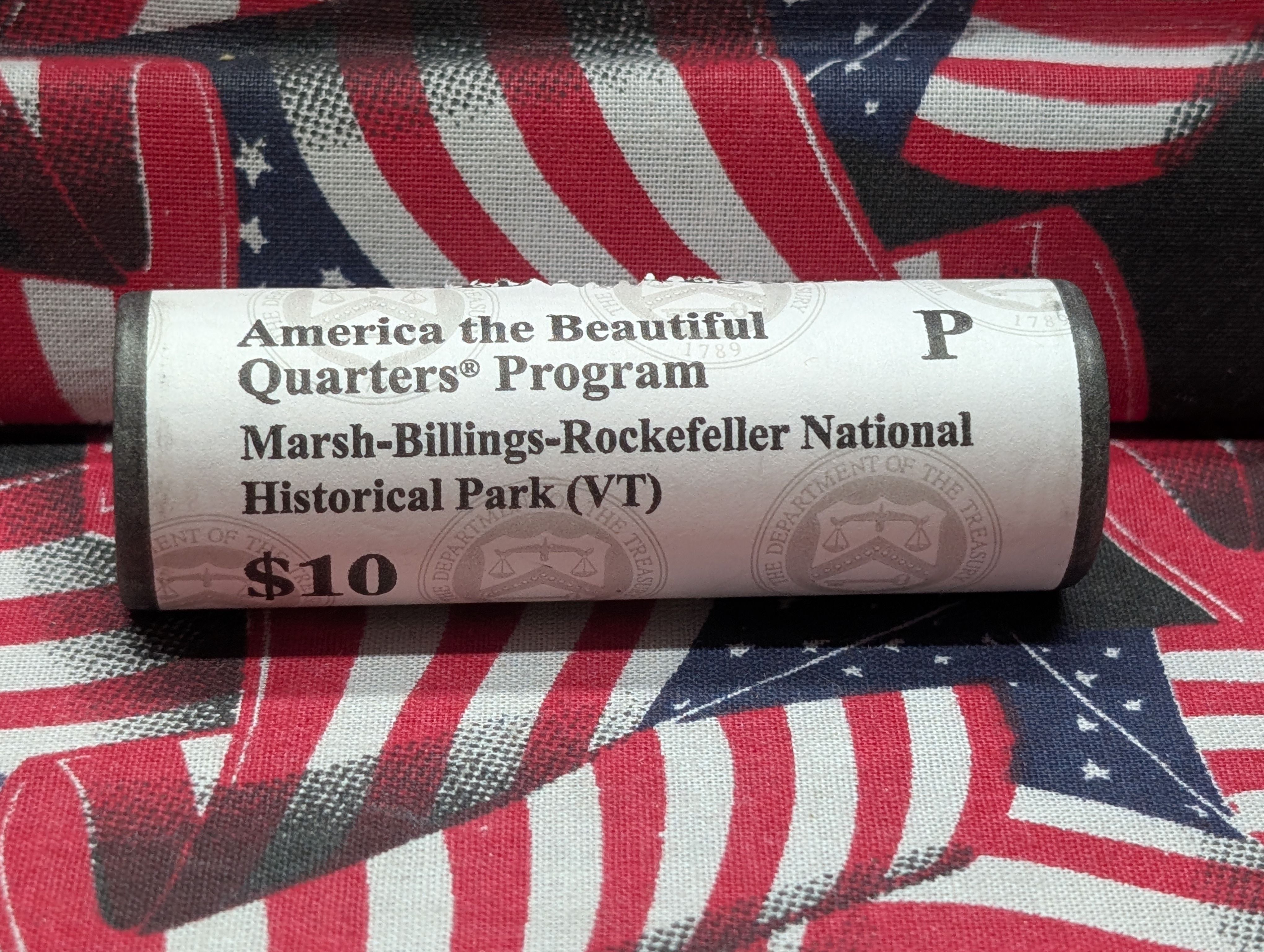 2020-P Unopened Paper Wrapped Roll of ATB Marsh-Billings-Rockefeller National Historical Park Washington Quarters