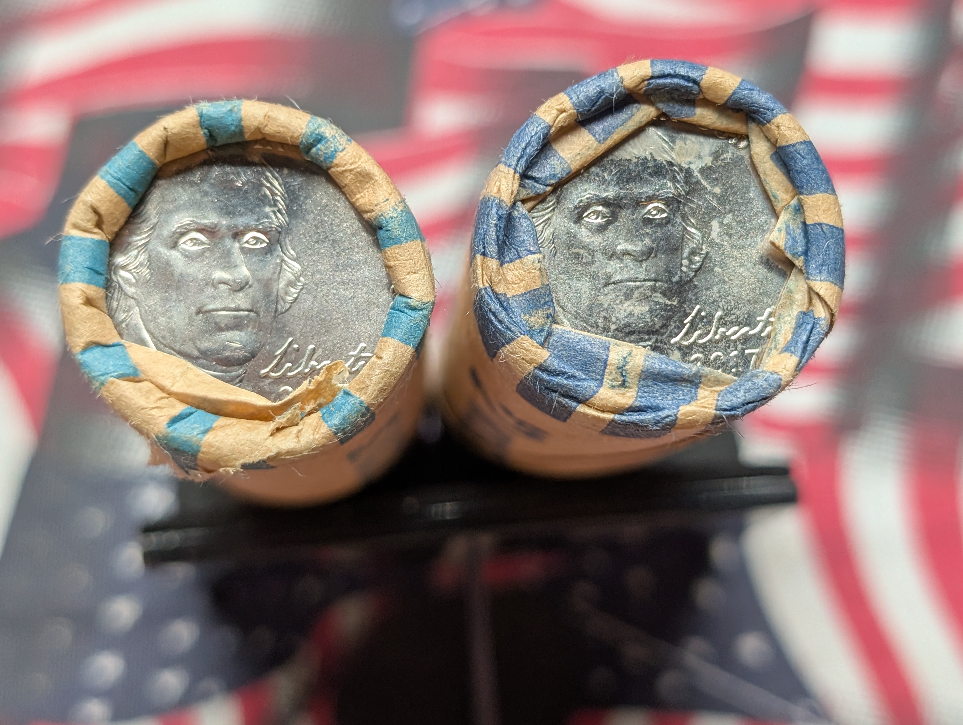 2017 P&D Unopened Paper Wrapped Rolls of Jefferson Nickels
