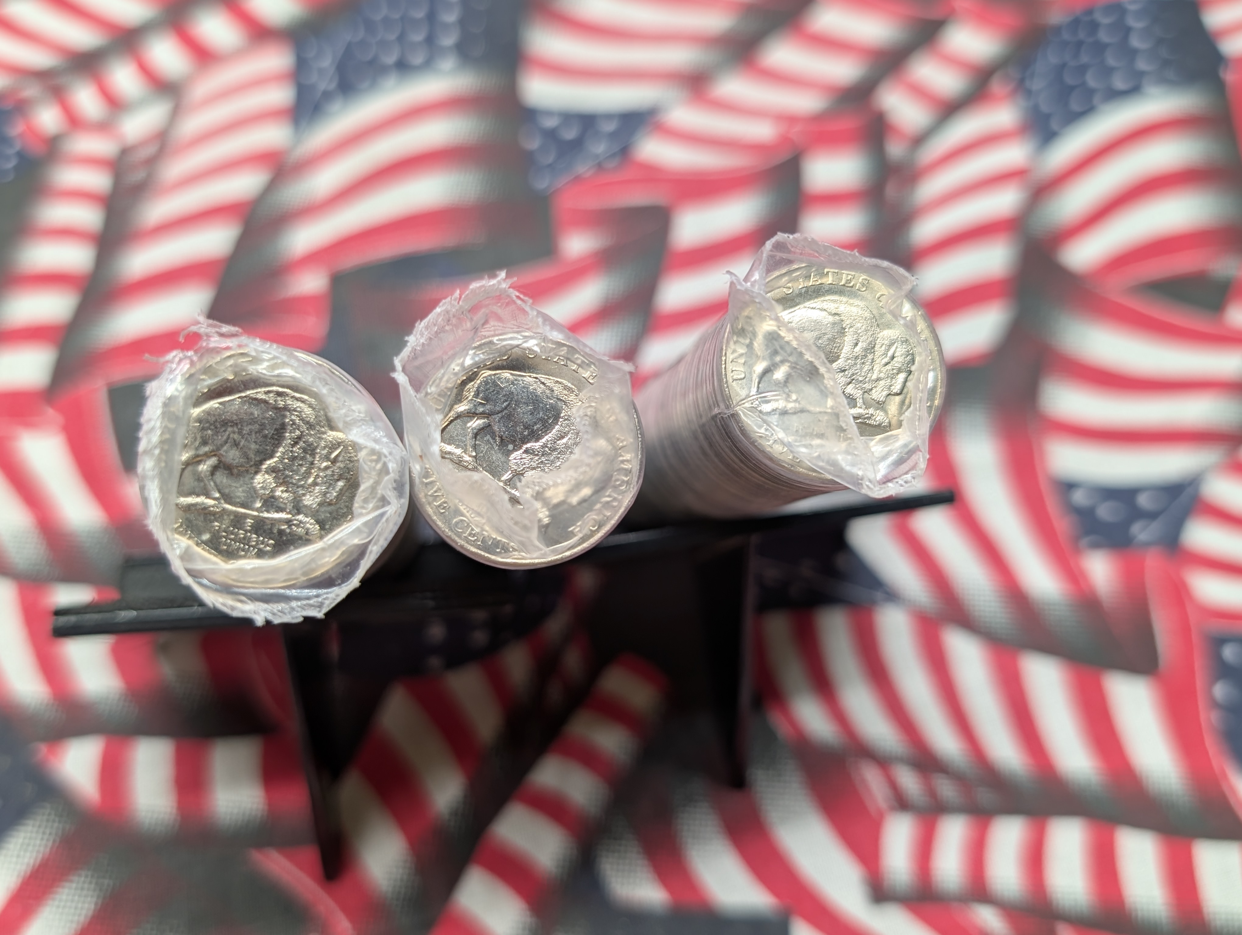 (3) 2005-P Unopened Shrink Wrapped Rolls of Bison Jefferson Nickels - Wrapped For Banks