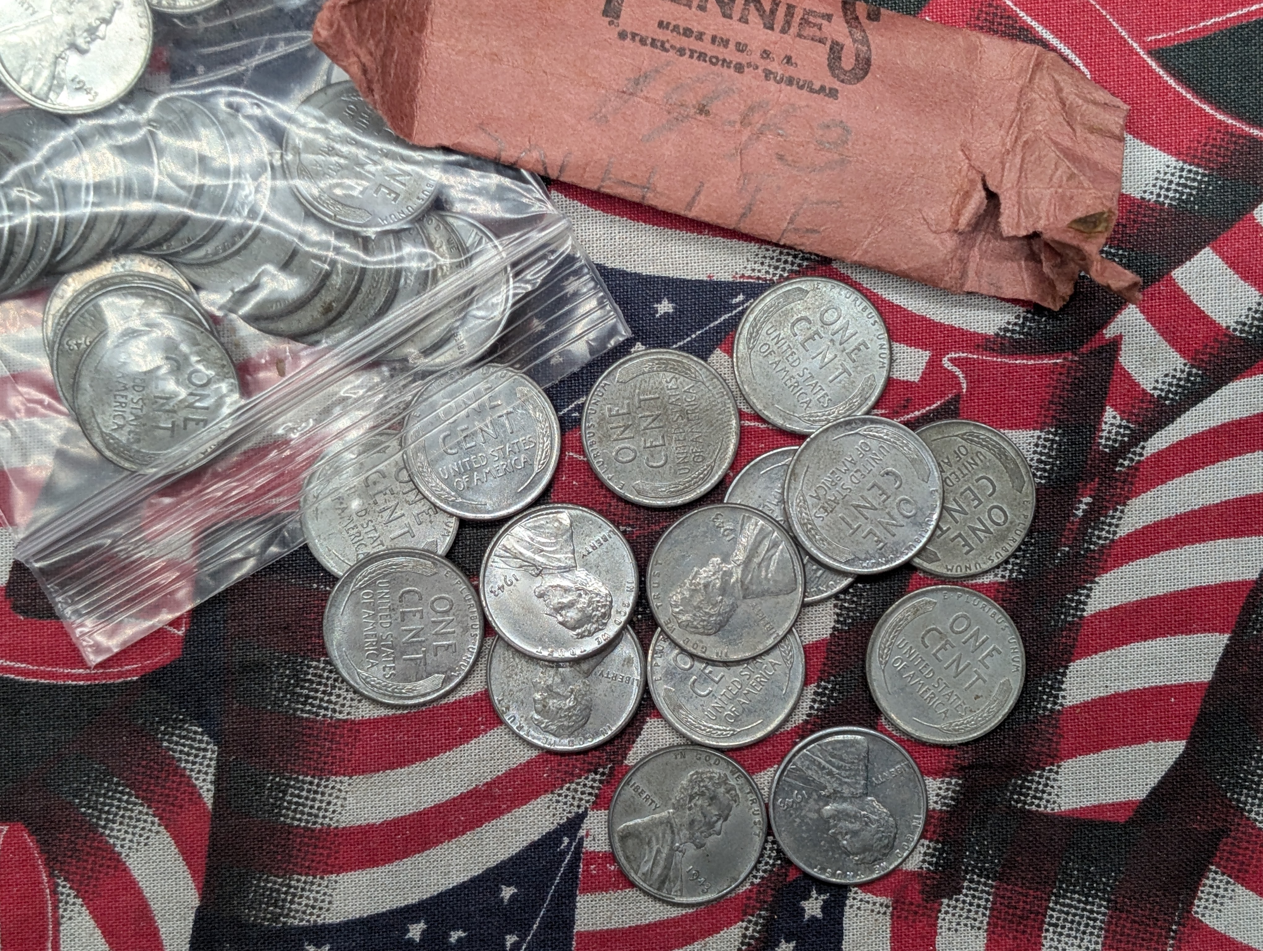 (50) 1943-P Lincoln Steel Wheat Cents