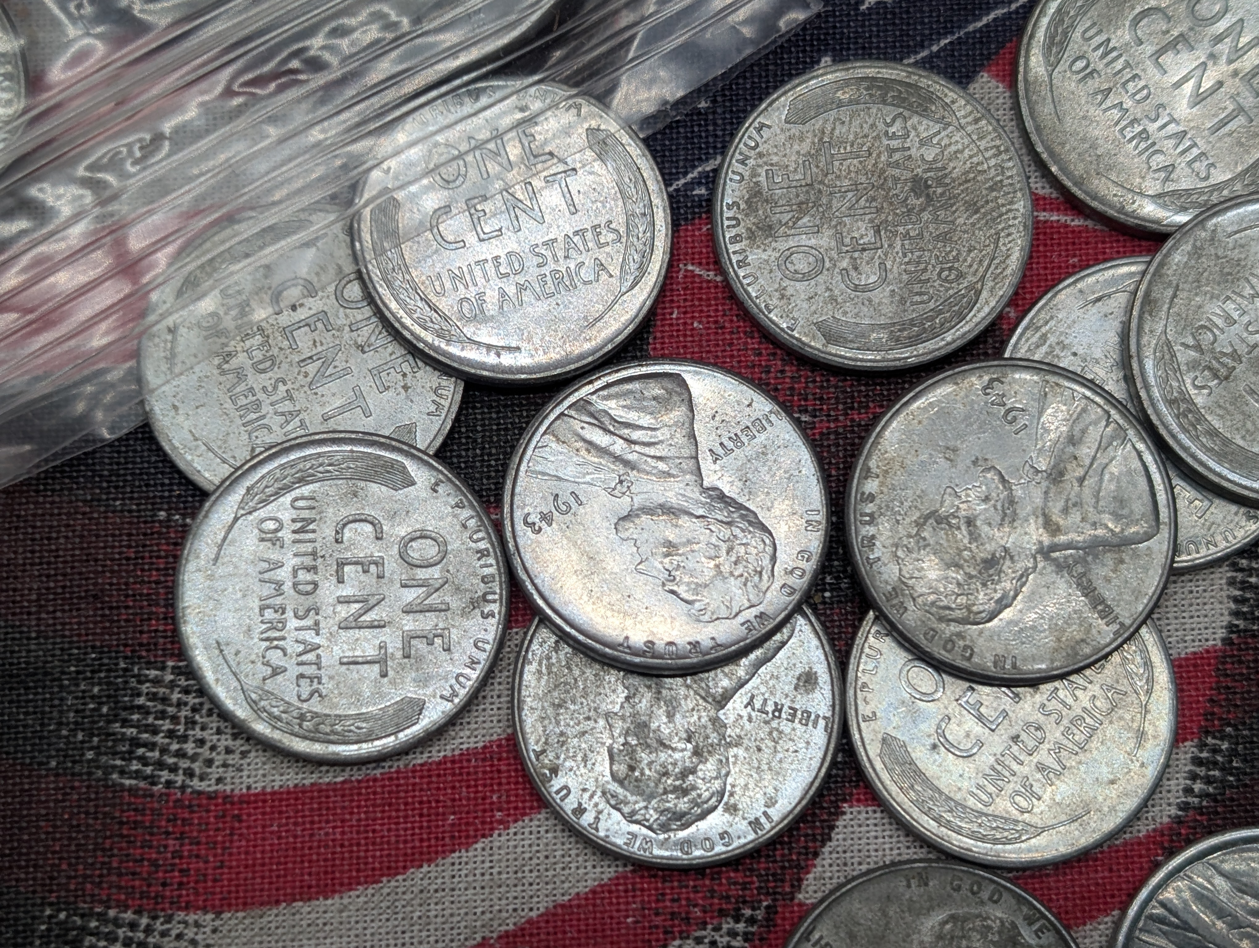 (50) 1943-P Lincoln Steel Wheat Cents