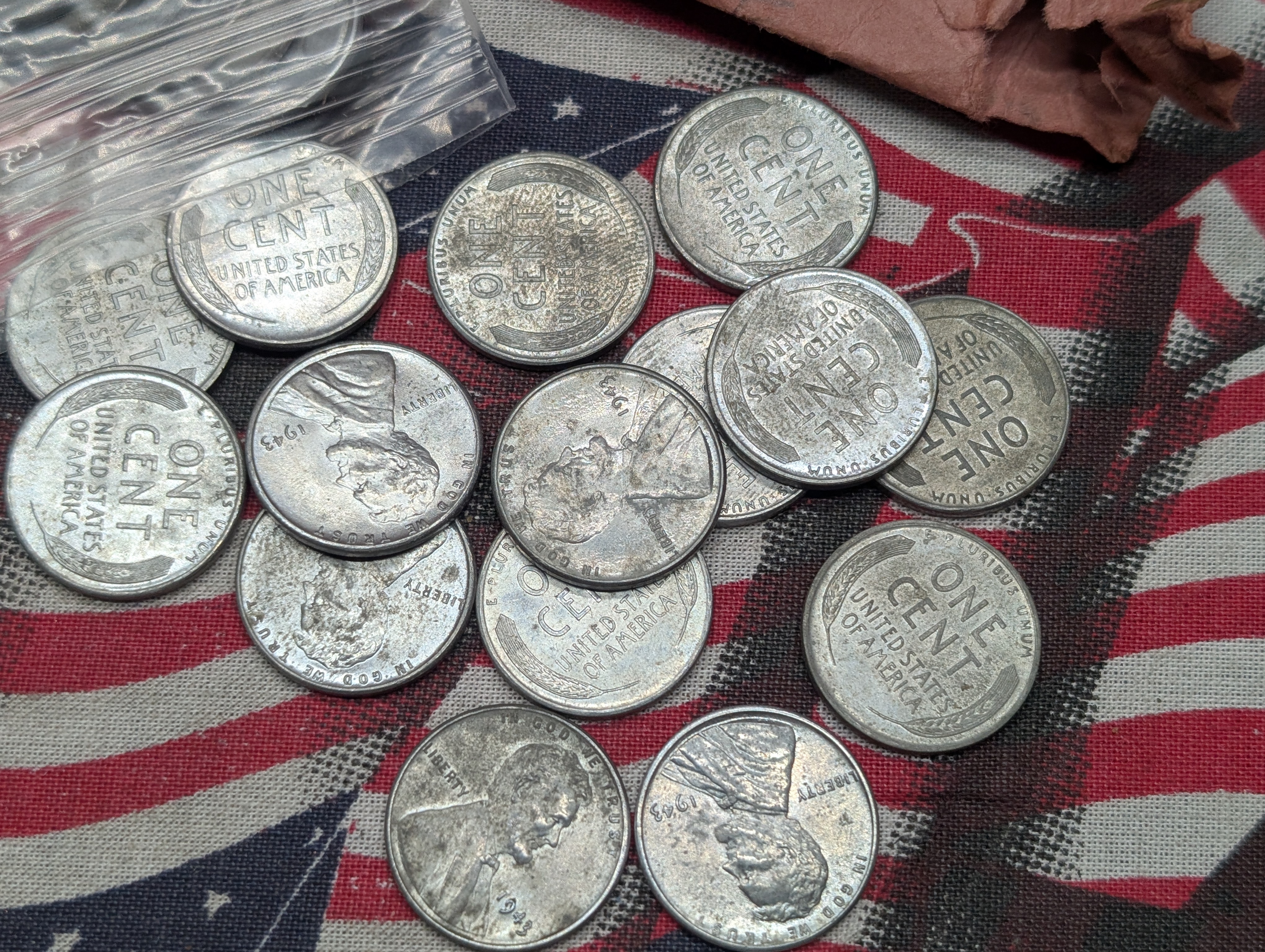 (50) 1943-P Lincoln Steel Wheat Cents