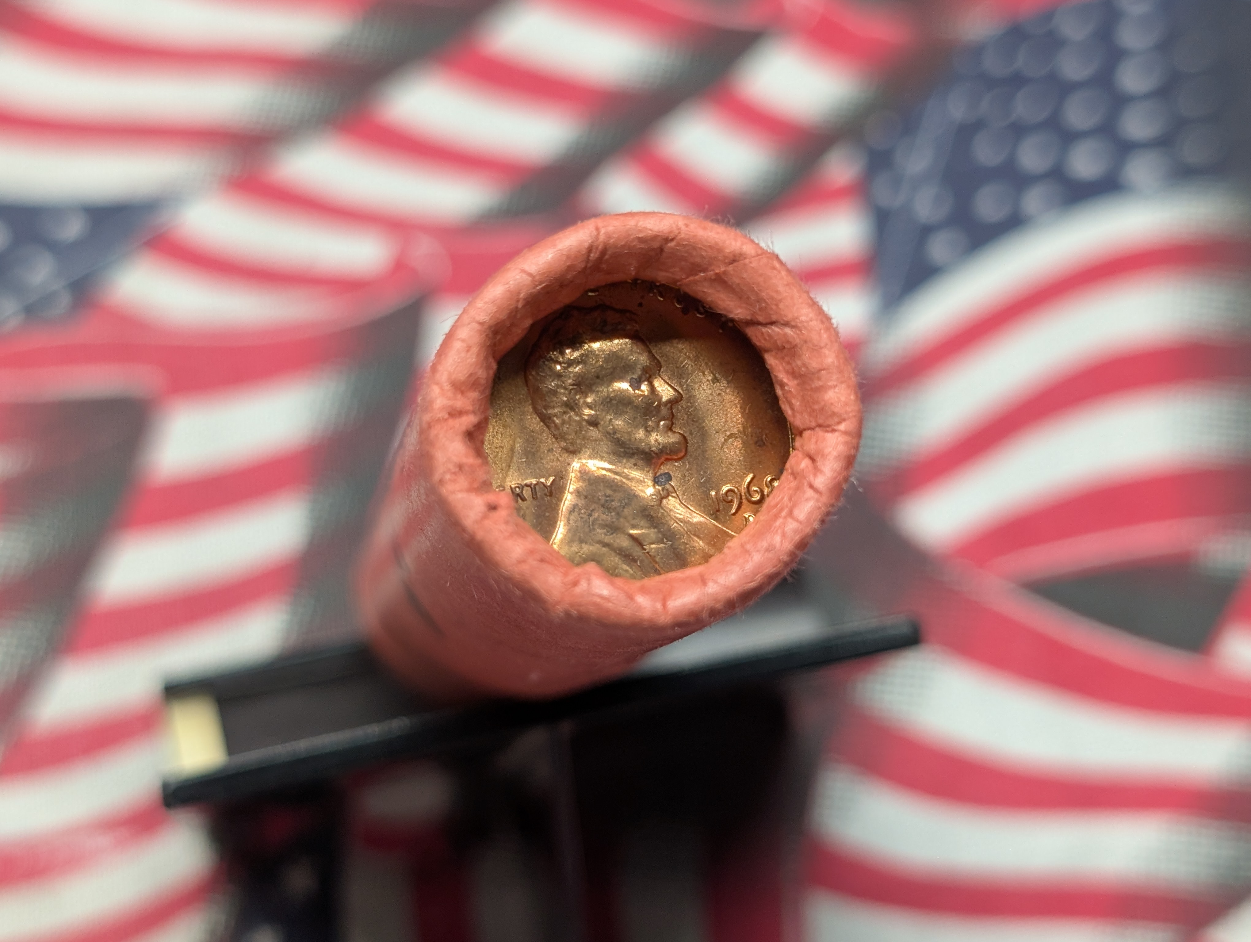 1968-D Unopened Paper Wrapped Roll of Lincoln Memorial Cents, Red Unc.