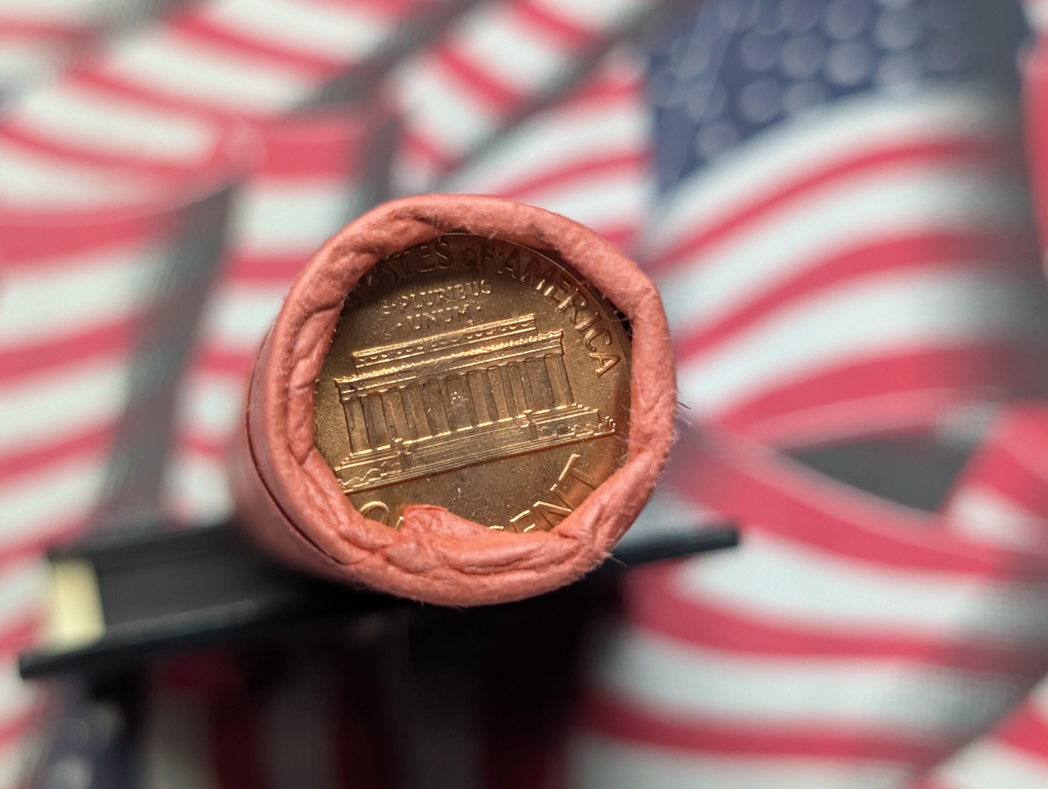 1968-D Unopened Paper Wrapped Roll of Lincoln Memorial Cents, Red Unc.