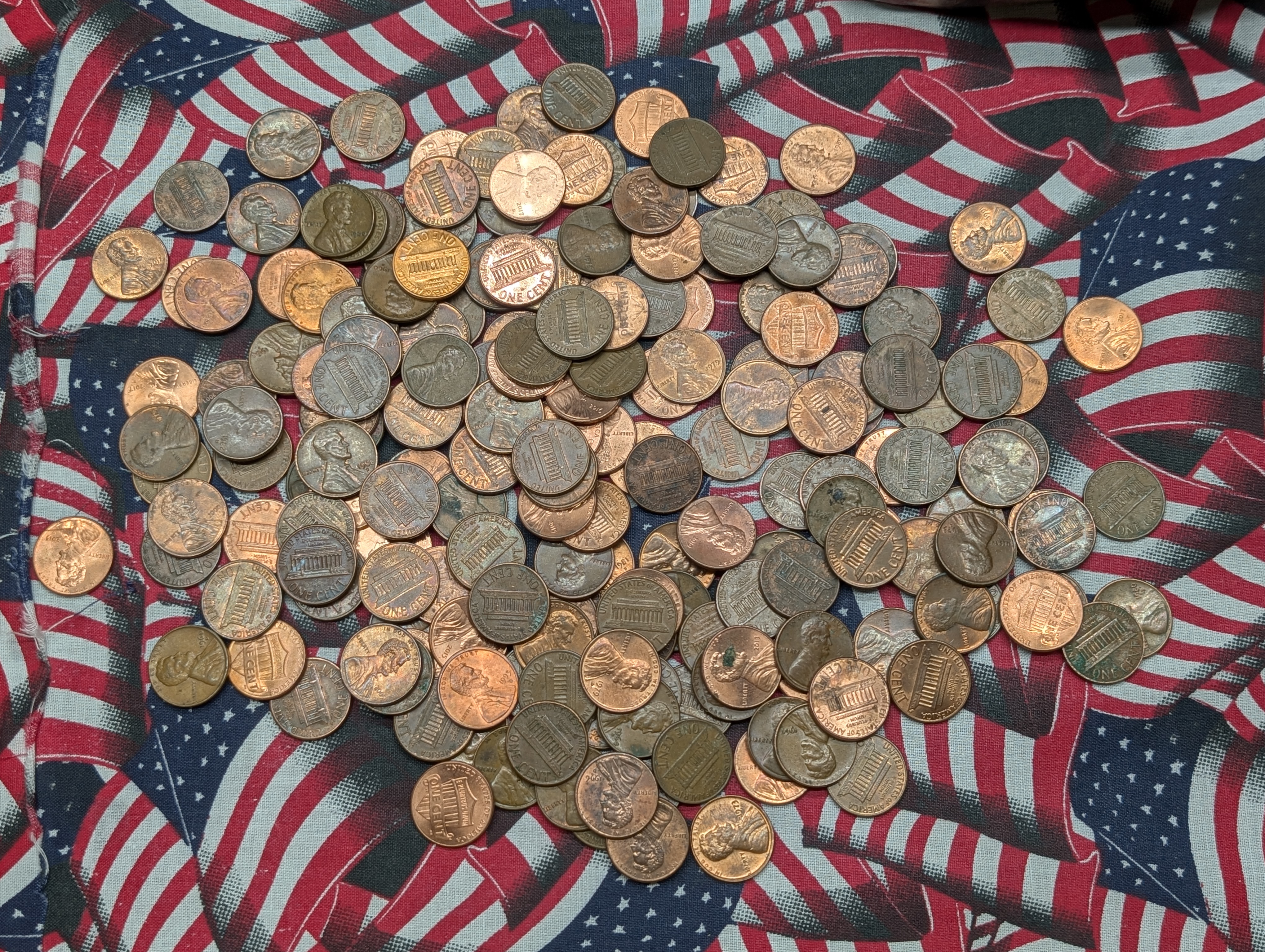 Five Pounds of Unresearched Assorted Date Lincoln Memorial and Shield Cents, Copper and Zinc Cents