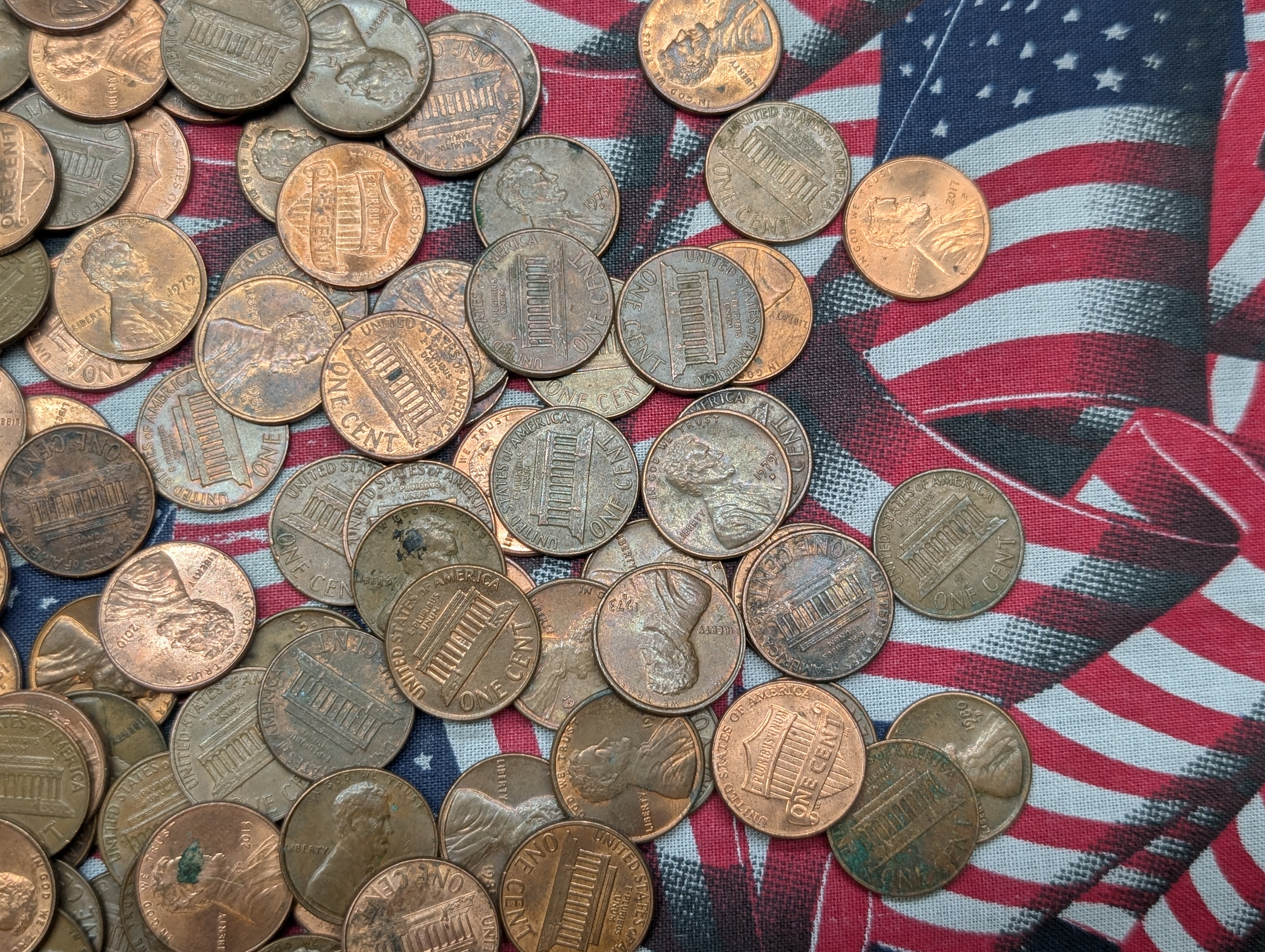 Five Pounds of Unresearched Assorted Date Lincoln Memorial and Shield Cents, Copper and Zinc Cents
