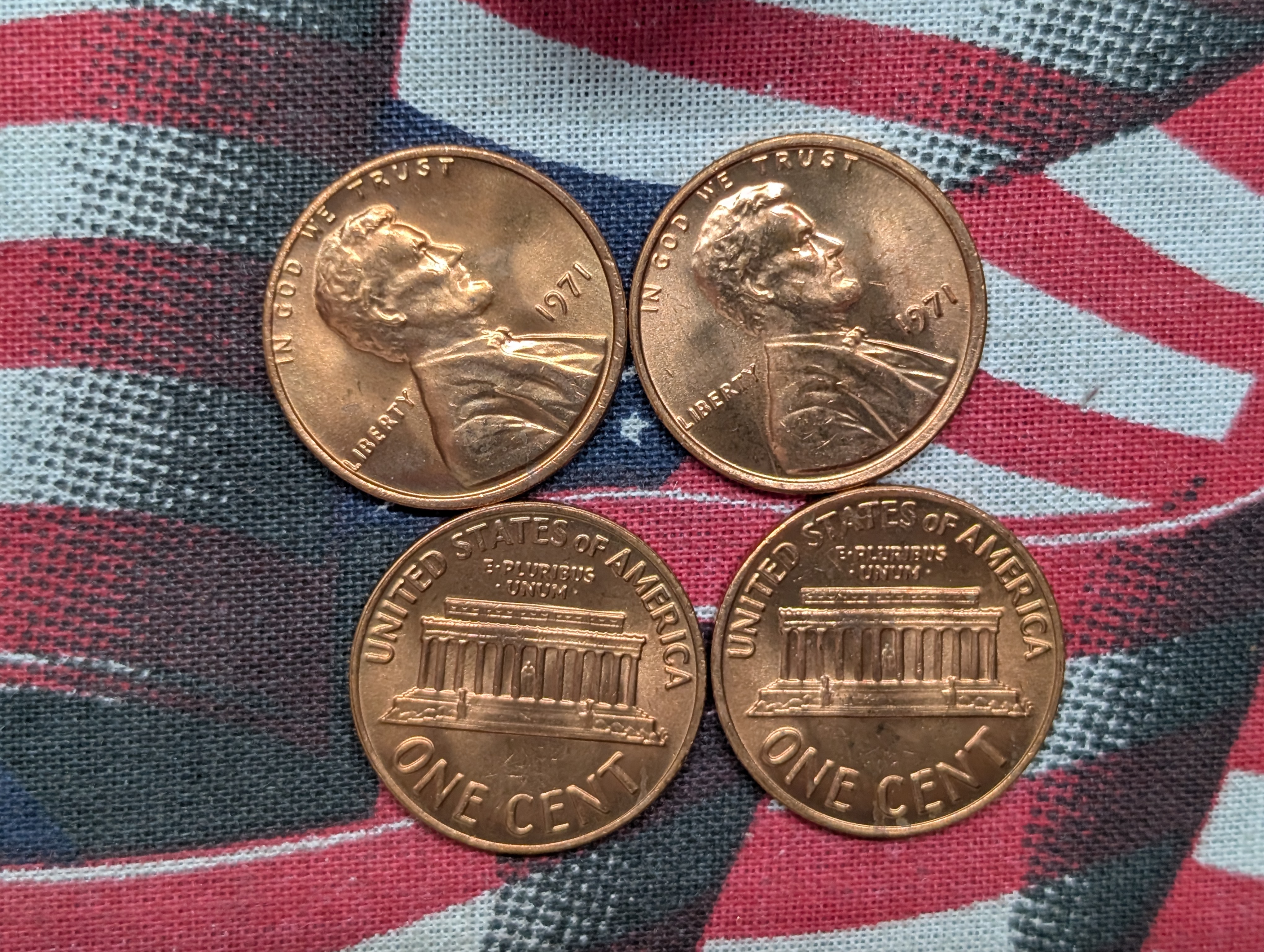 (50) 1971-P Lincoln Memorial Cents, Gem BU
