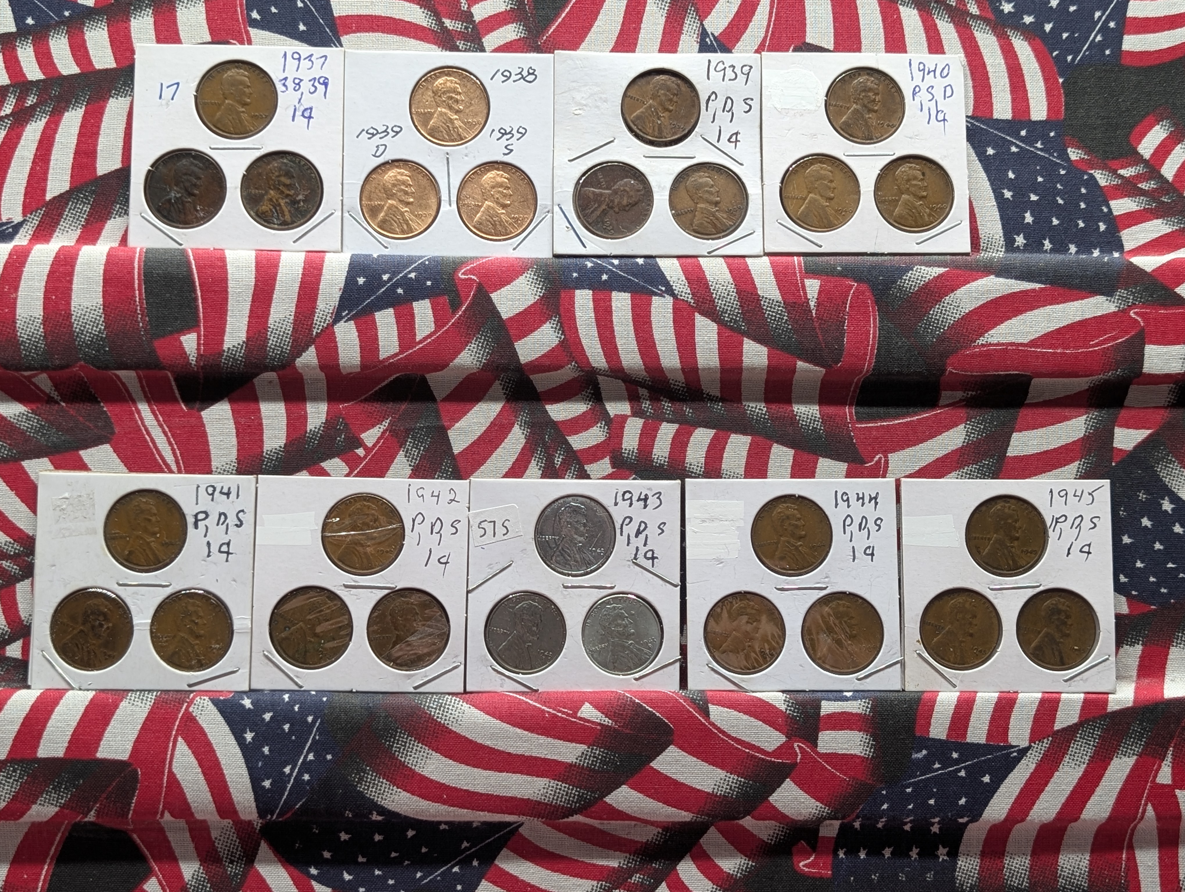 (27) Assorted Date Lincoln Wheat Cents - 1937 to 1945 P-D& S