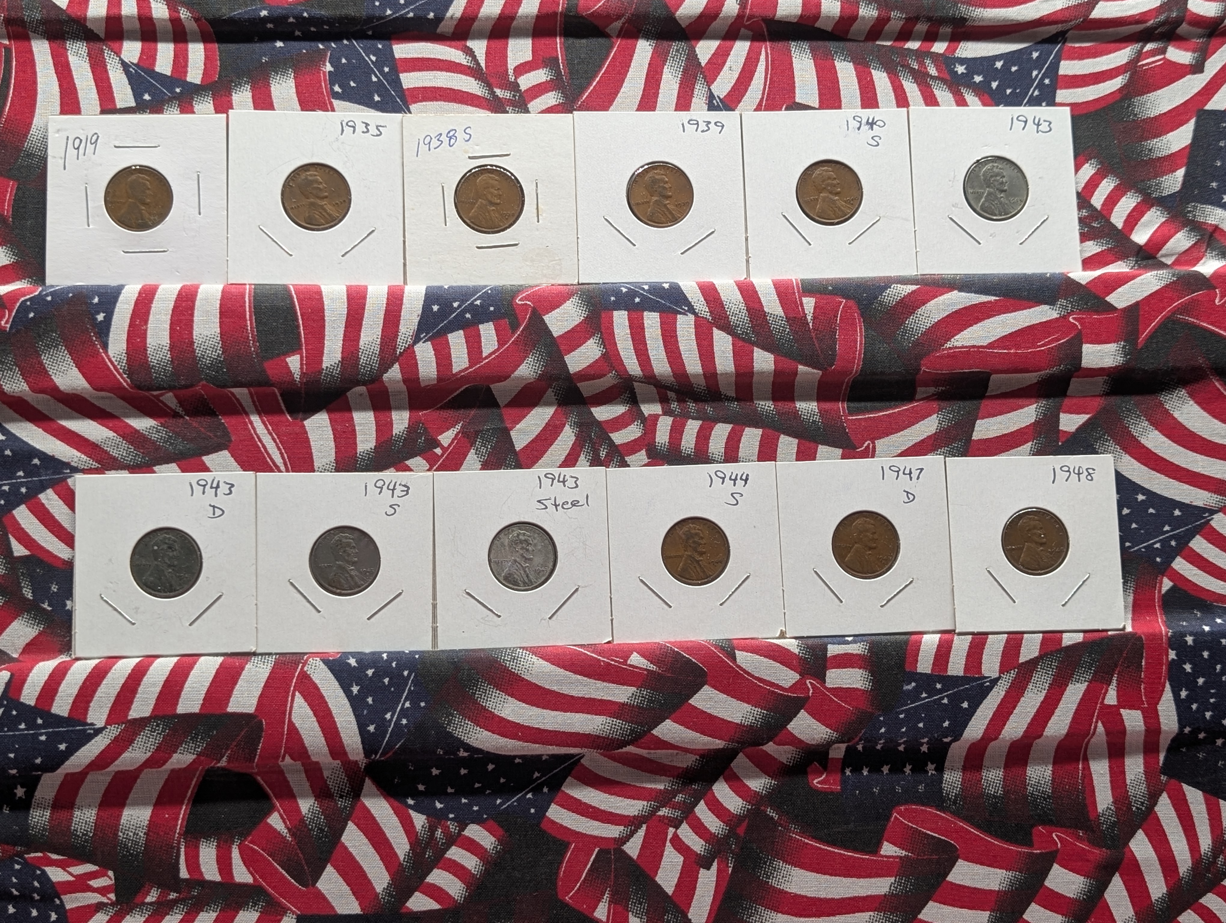 (12) Assorted Date Lincoln Wheat Cents W/ 1943 Steel Cents