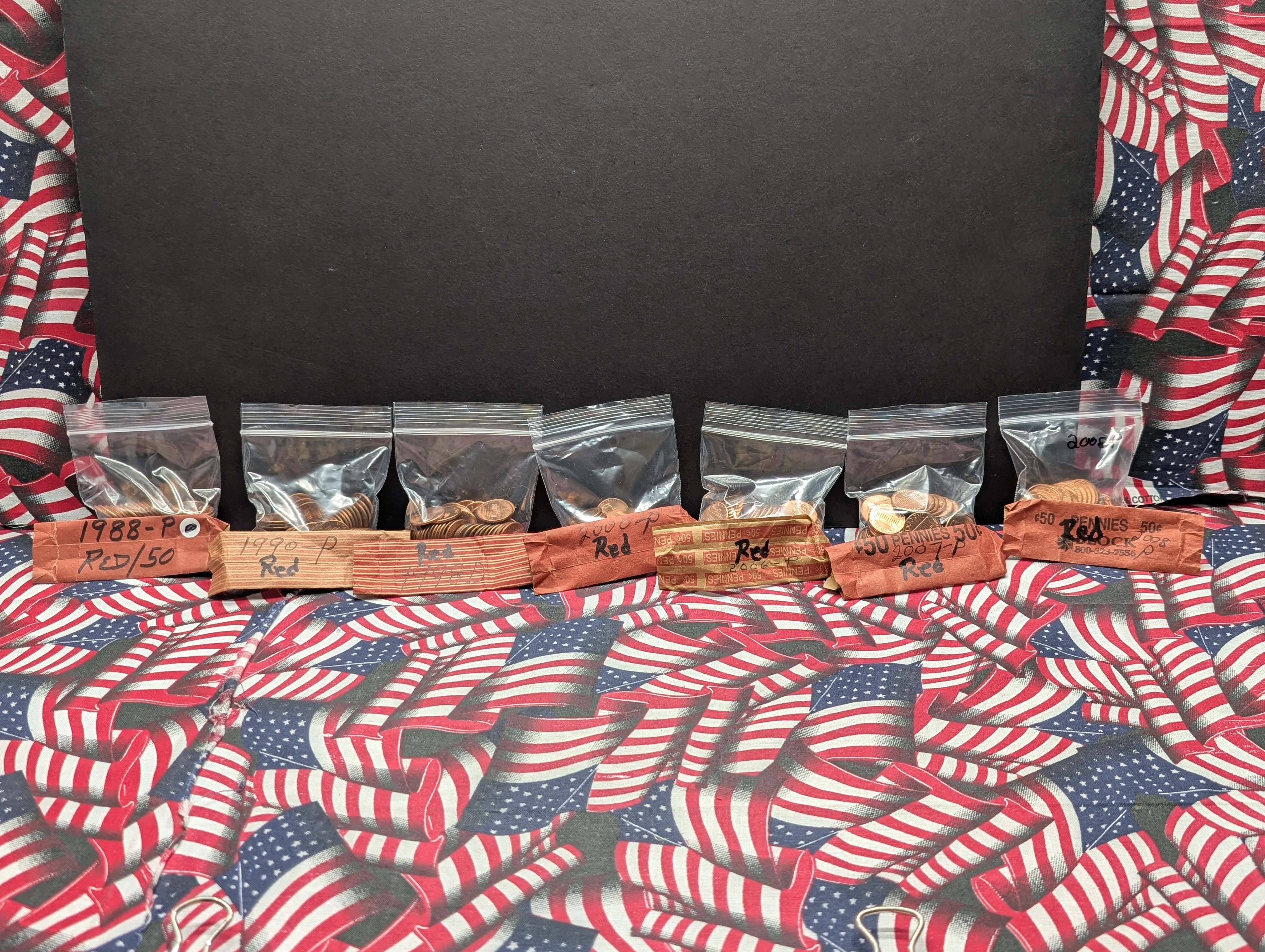 (350) 1988-P, 1990-P, 1998-D, 2000-P, 2006-P, 2007-P, & 2008-P Lincoln Memorial Cents - (50) of Each Date