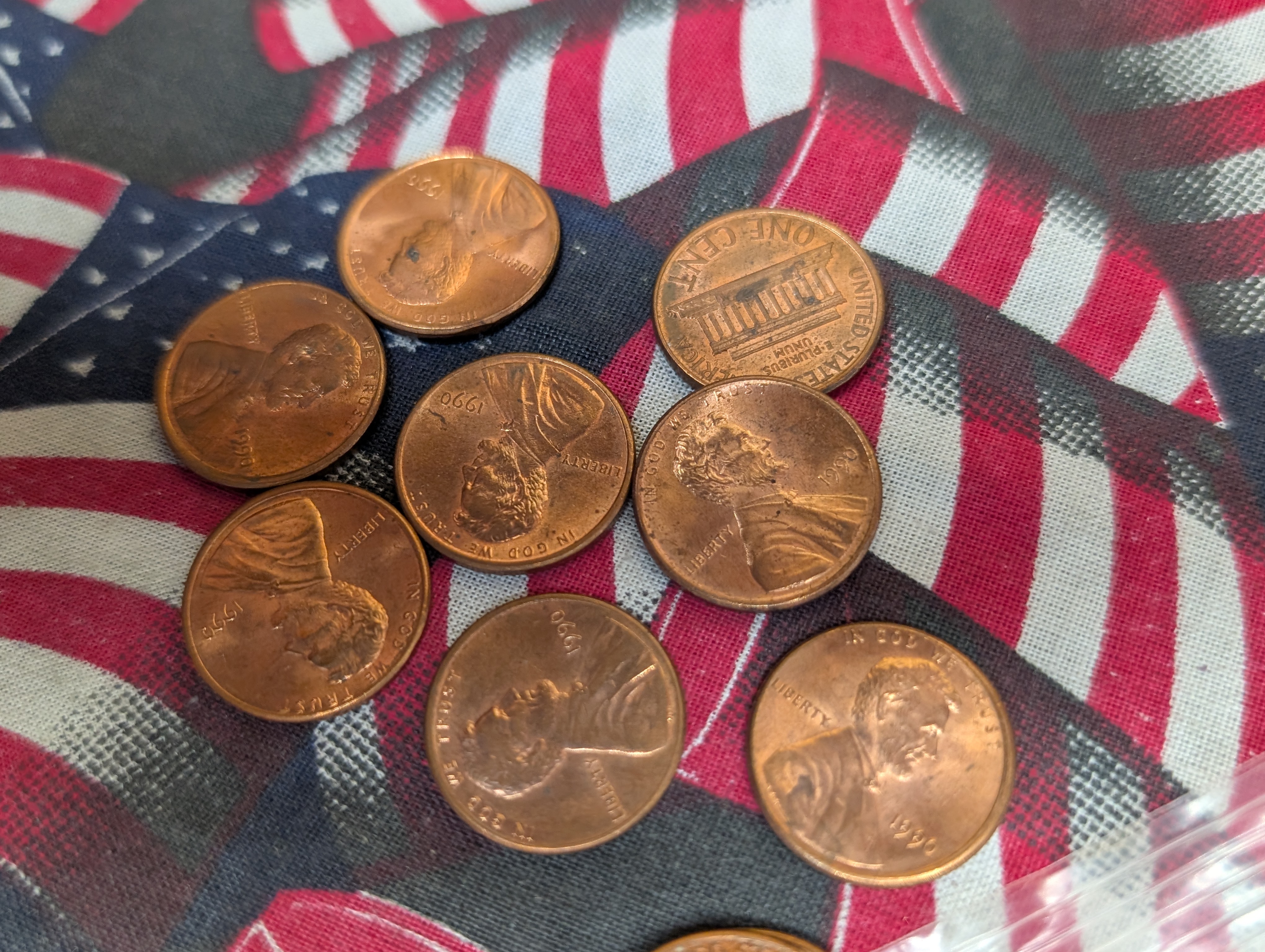 (350) 1988-P, 1990-P, 1998-D, 2000-P, 2006-P, 2007-P, & 2008-P Lincoln Memorial Cents - (50) of Each Date