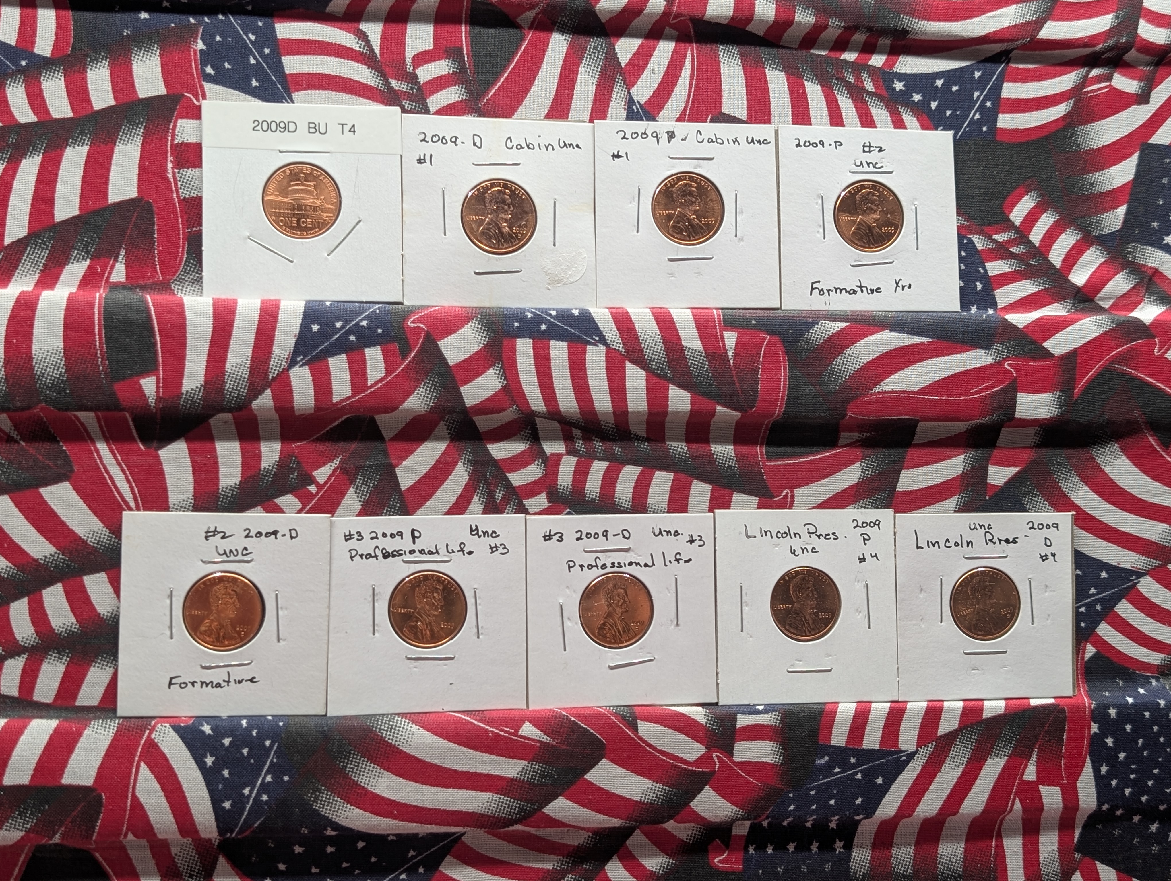 (4) 2009-P & (5) 2009-D Lincoln Cents
