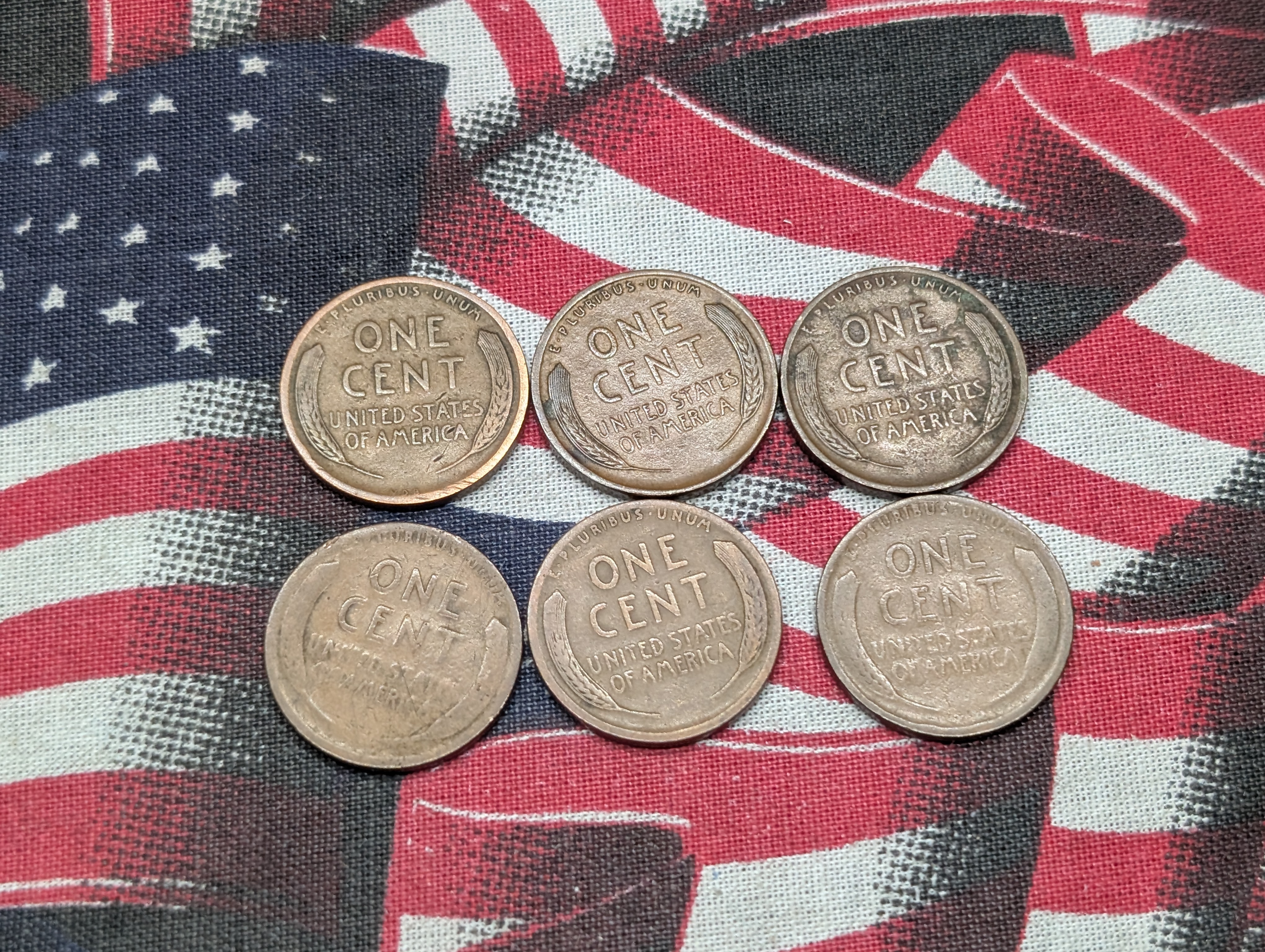 1909-P, 1909 VDB, 1910-P, 1911-P, 1912-P, & 1913-P Lincoln Wheat Cents