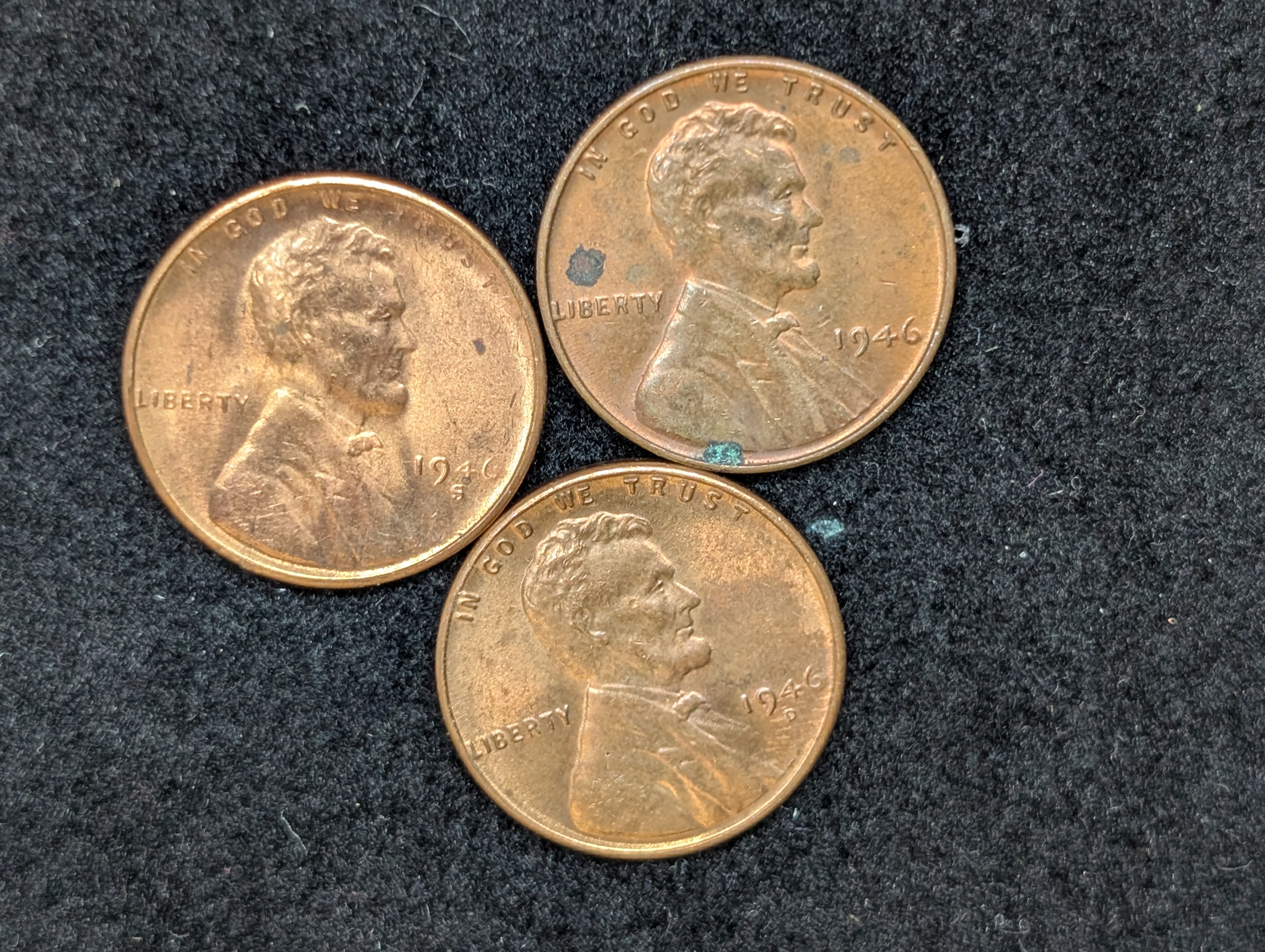 1946-P, D, & S Lincoln Wheat Cents