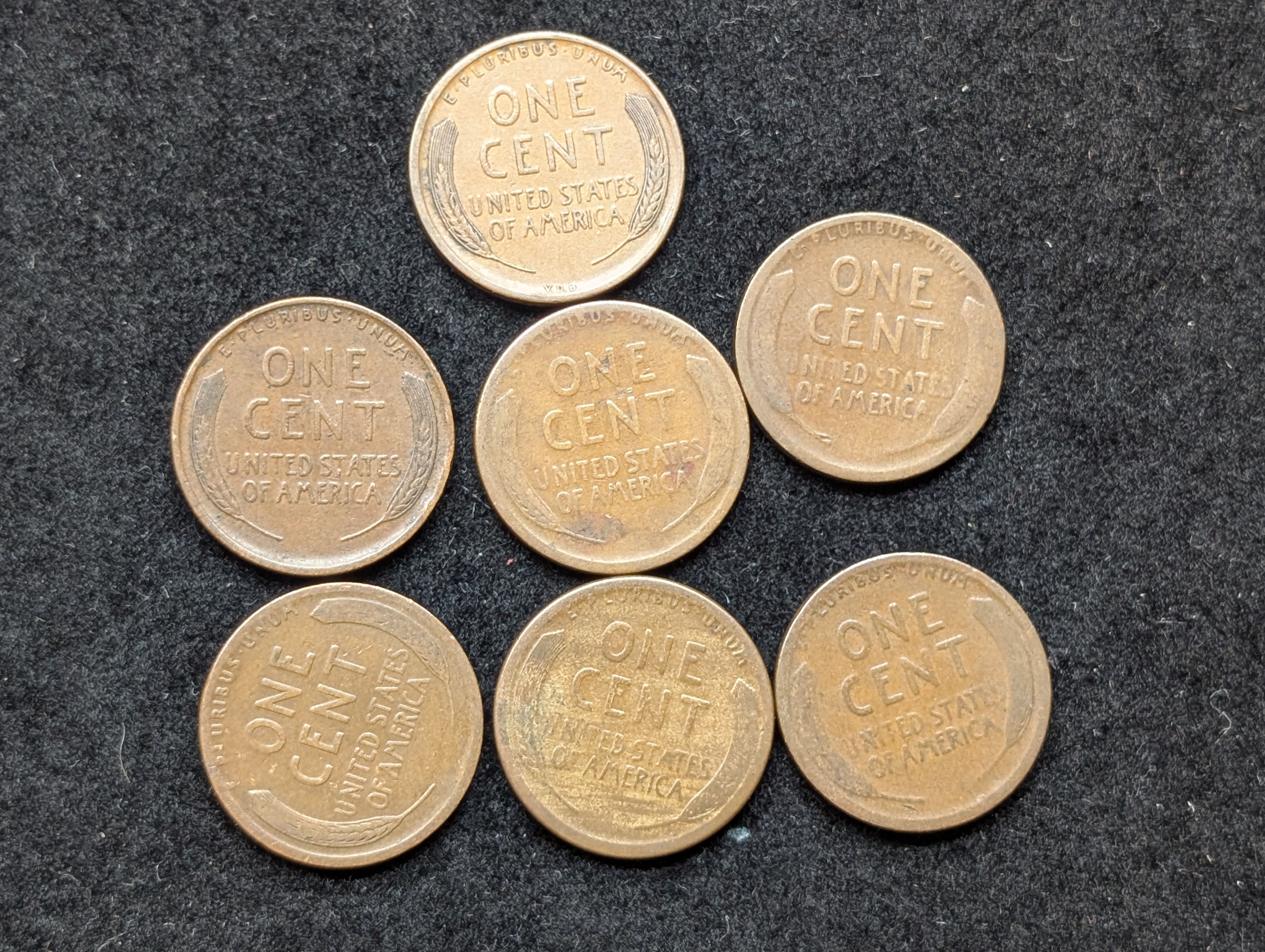 1909-P, 1909 VDB, 1911-D, 1912-D, 1913-D, 1915-D, & 1921-S Lincoln Wheat Cents