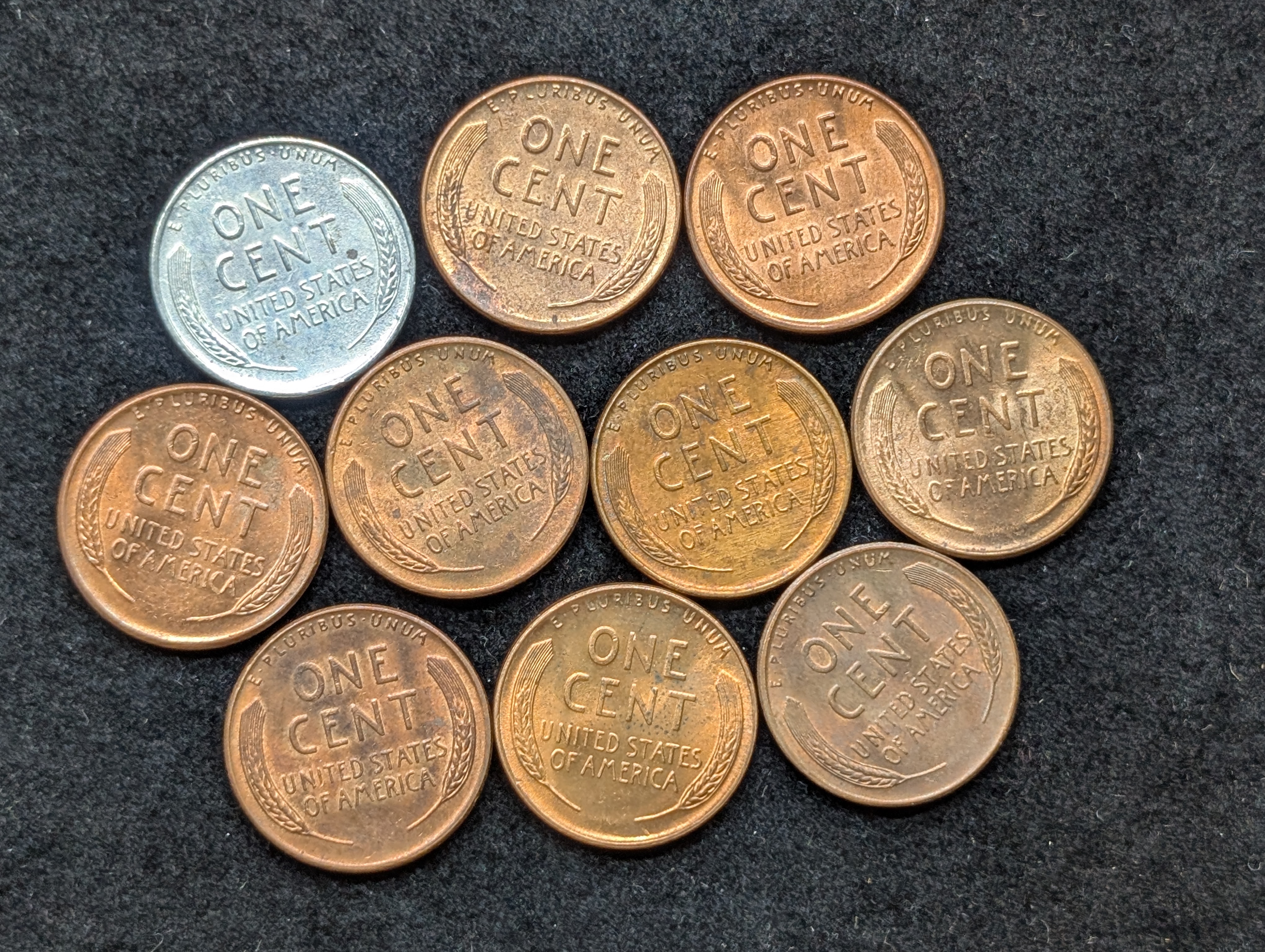 1937-P, 1943-P, 1945-D, 1949-D, 1950, D, & (2 ) S's, 1951 P&D, & 1953-S Lincoln Wheat Cents