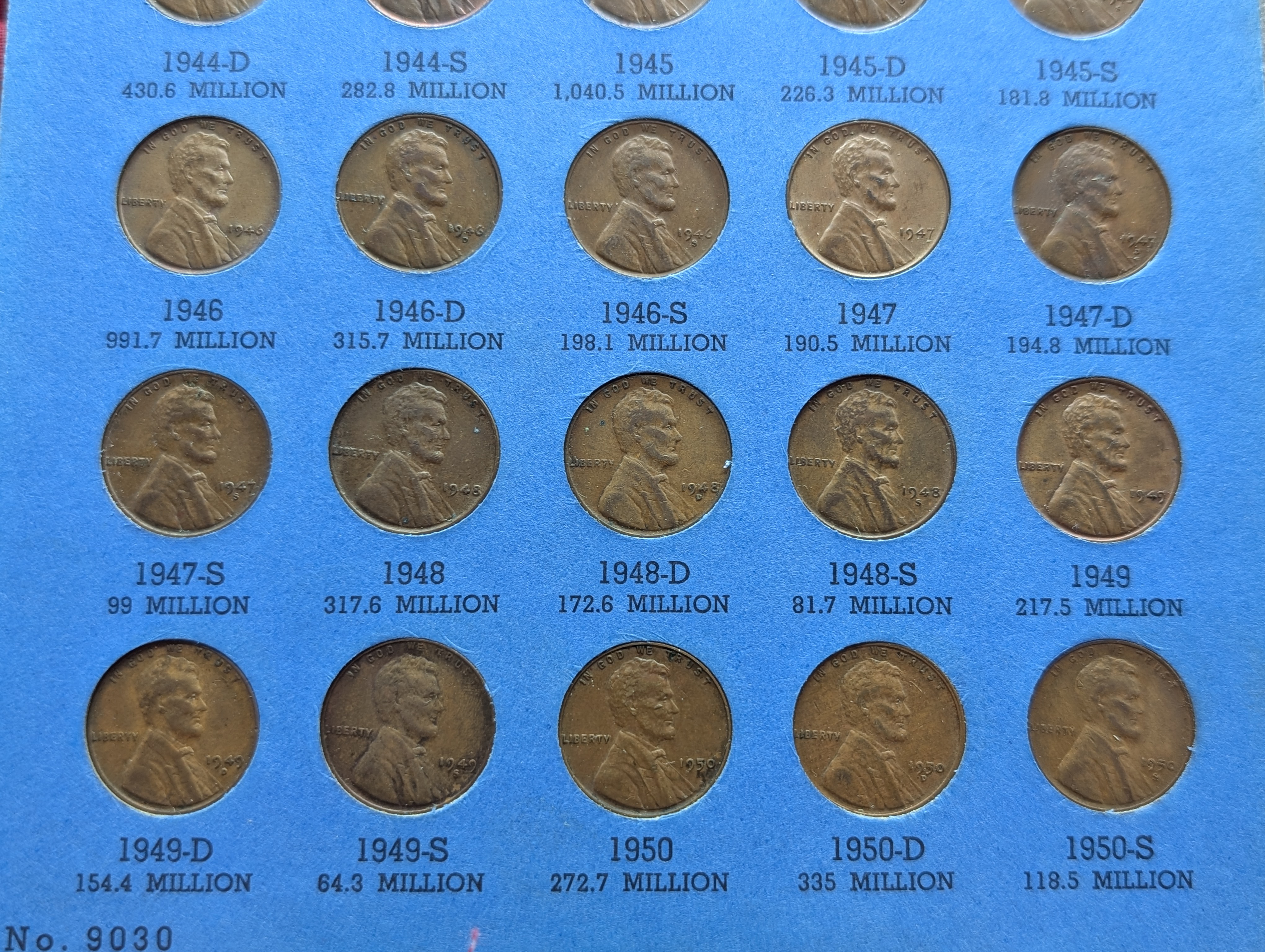 Lincoln Cent Collection From 1941 To 1975 In Whitman Book - 88 Coins Total - P, D & S Mint Marks