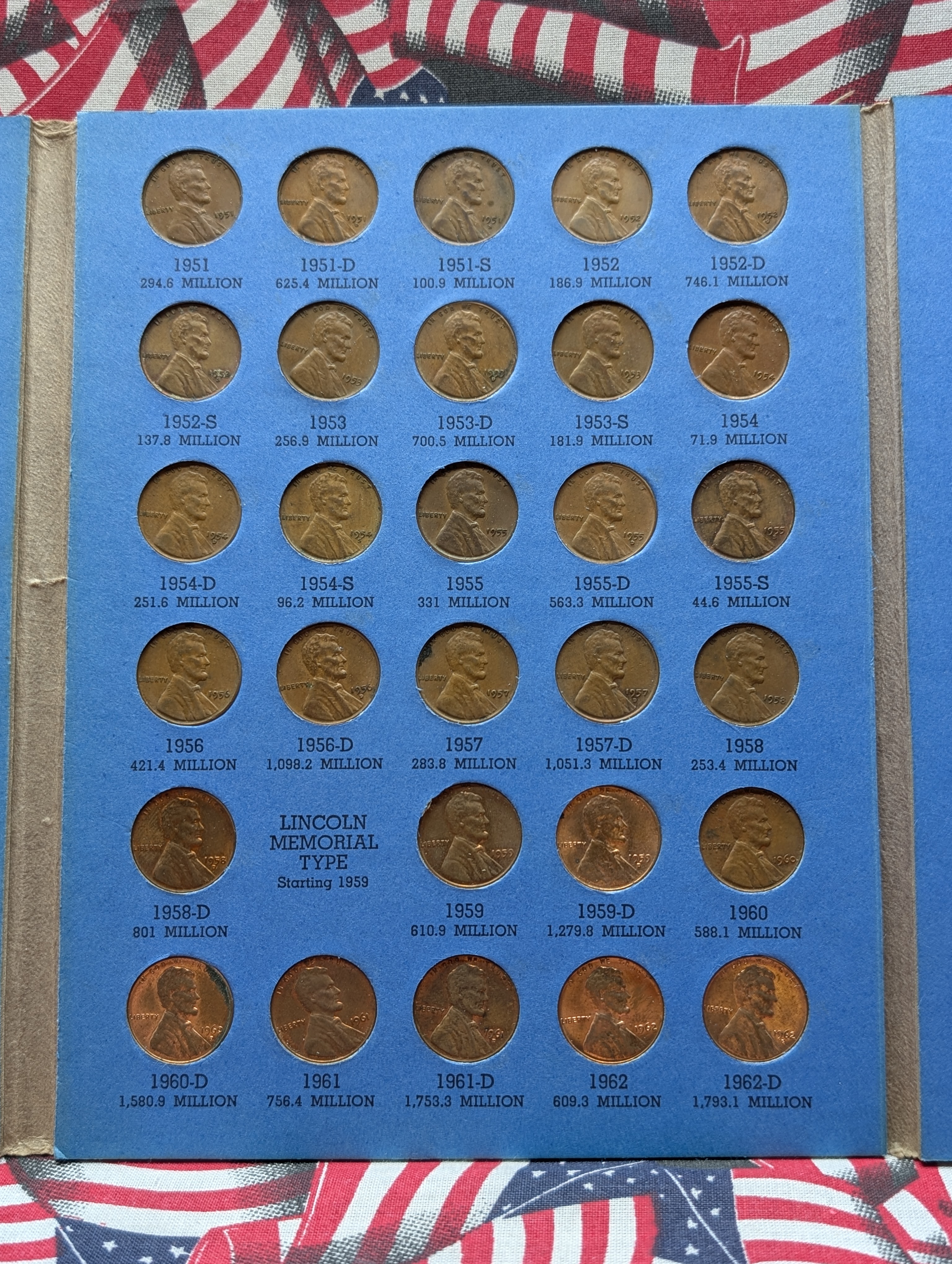 Lincoln Cent Collection From 1941 To 1975 In Whitman Book - 88 Coins Total - P, D & S Mint Marks