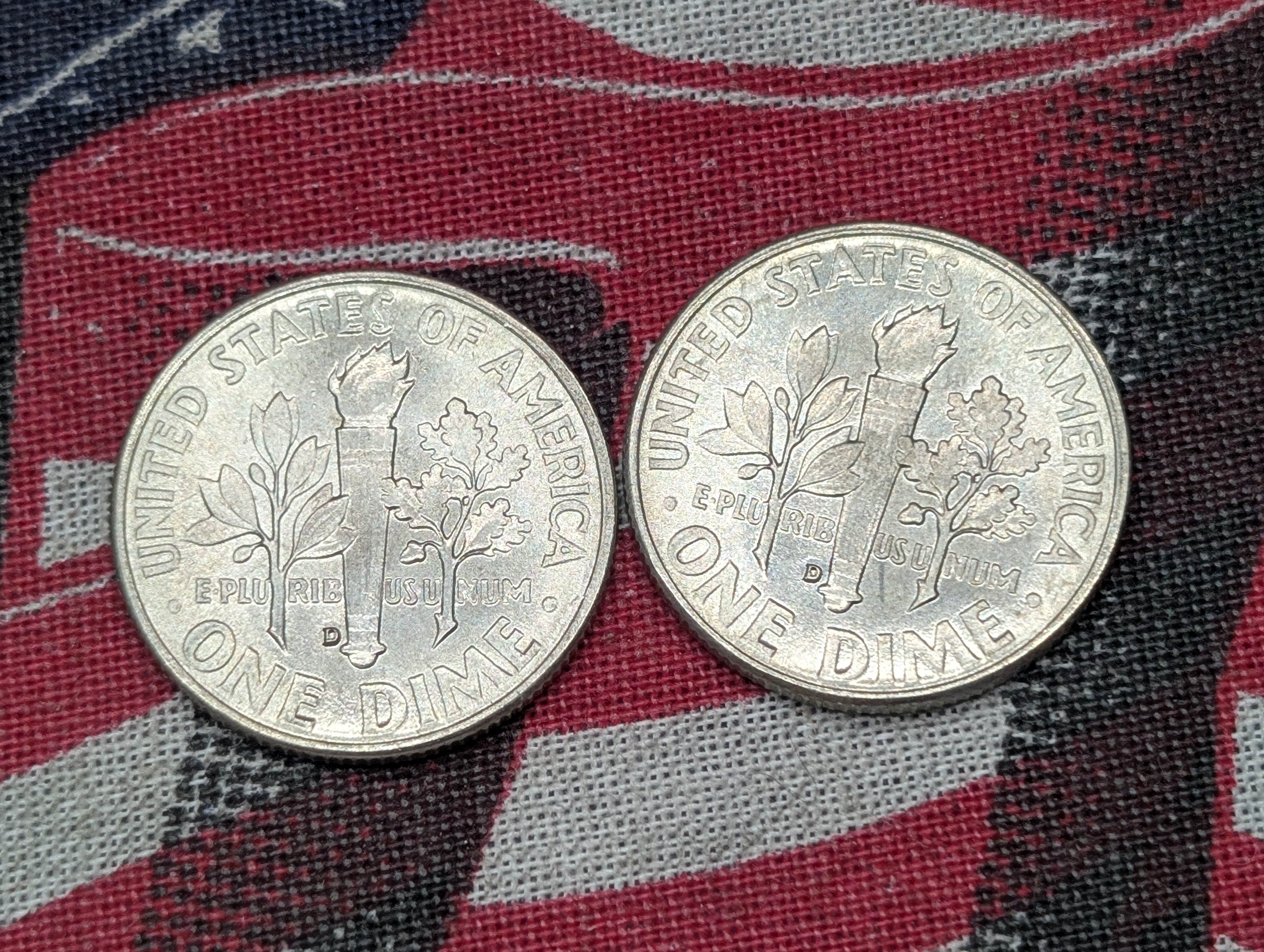 (2) 1955-D Roosevelt Dimes, 90% Silver