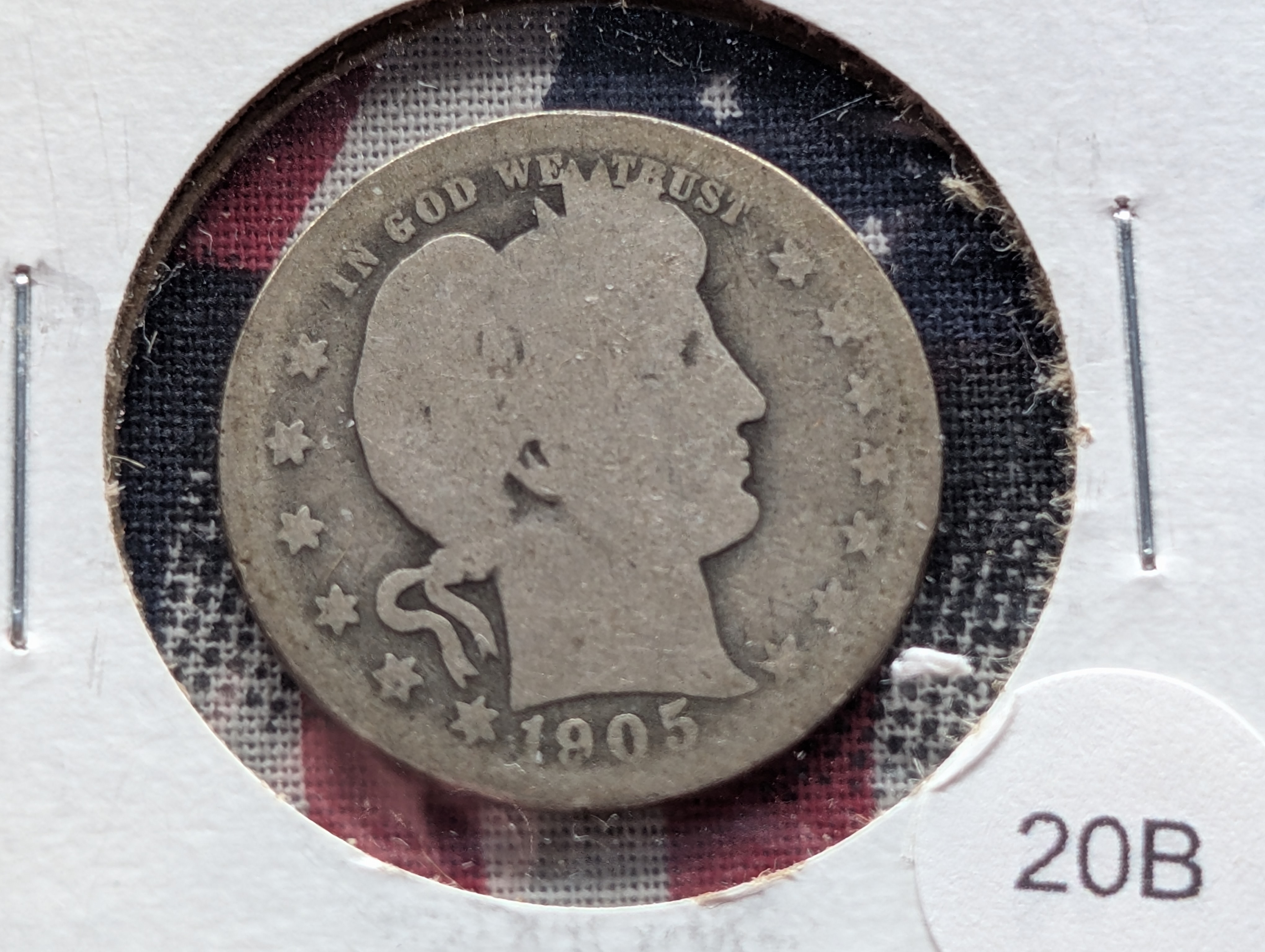 1905-O Barber Quarter, 90% Silver