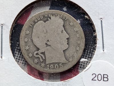 1905-O Barber Quarter, 90% Silver Condition PLEASE NOTE Some coins may have a grade on the 