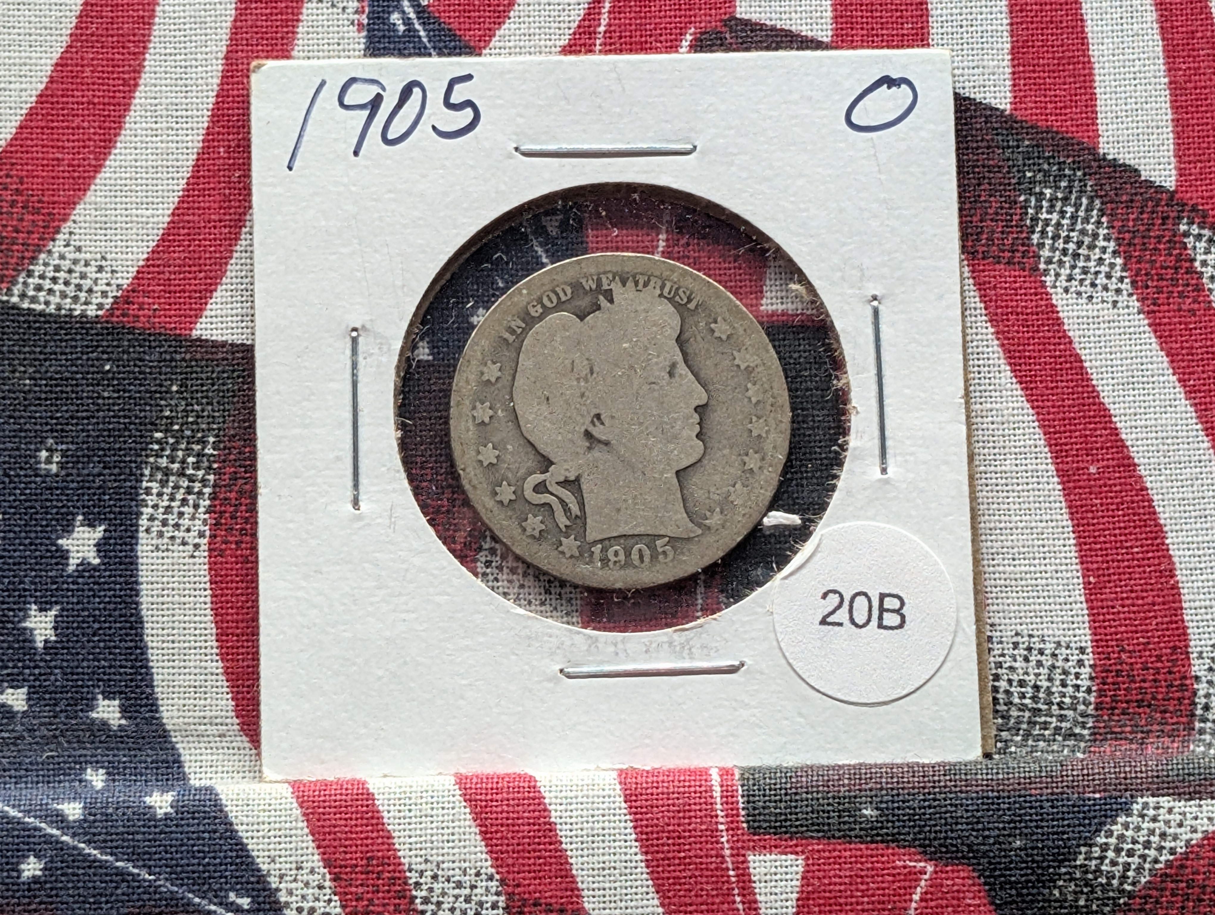 1905-O Barber Quarter, 90% Silver