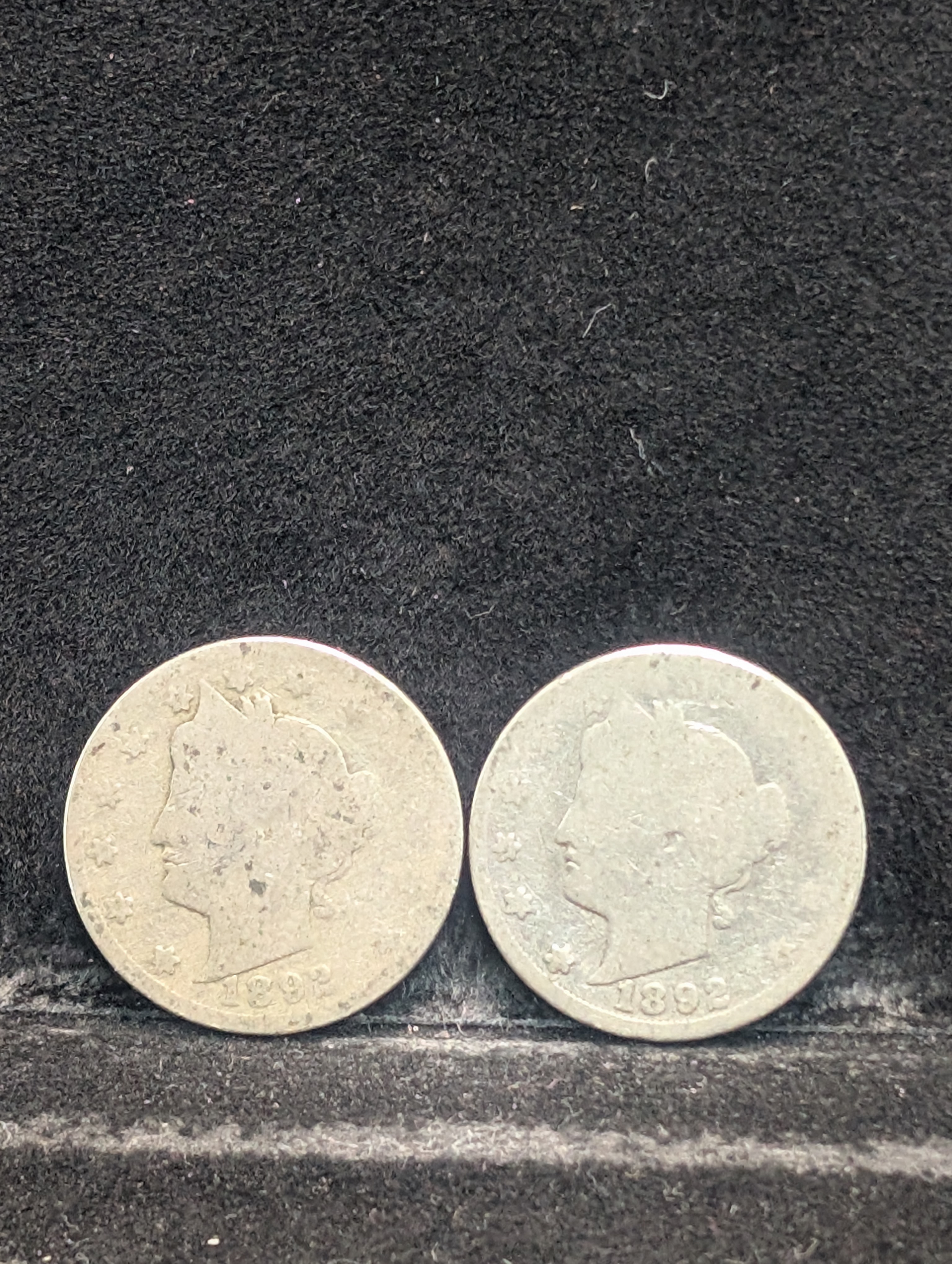 (2) 1892 Liberty Head V Nickels - 134 Years Old!