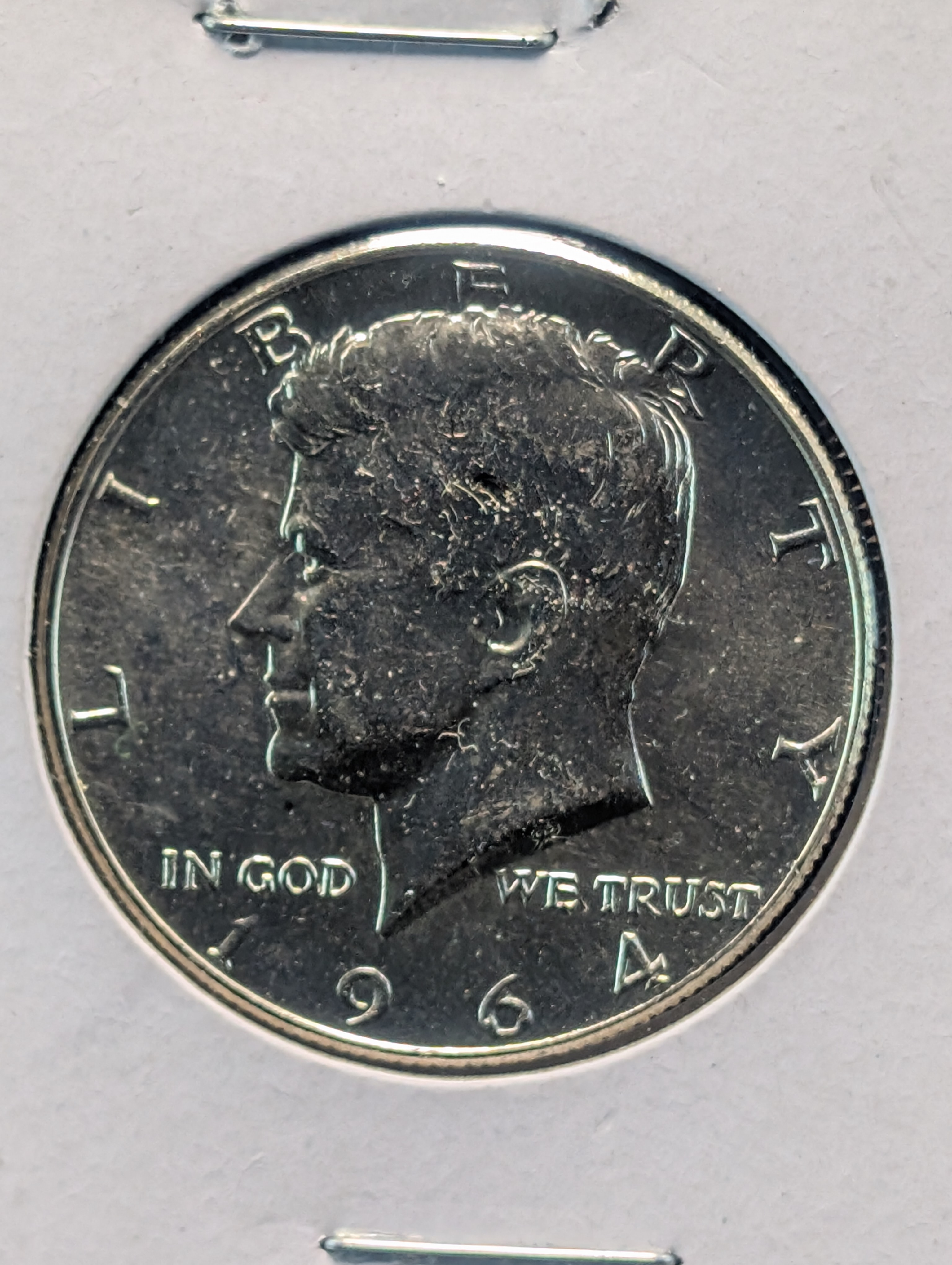1964-P Kennedy Half Dollar, 90% Silver, (Cud Error on Six & Four)