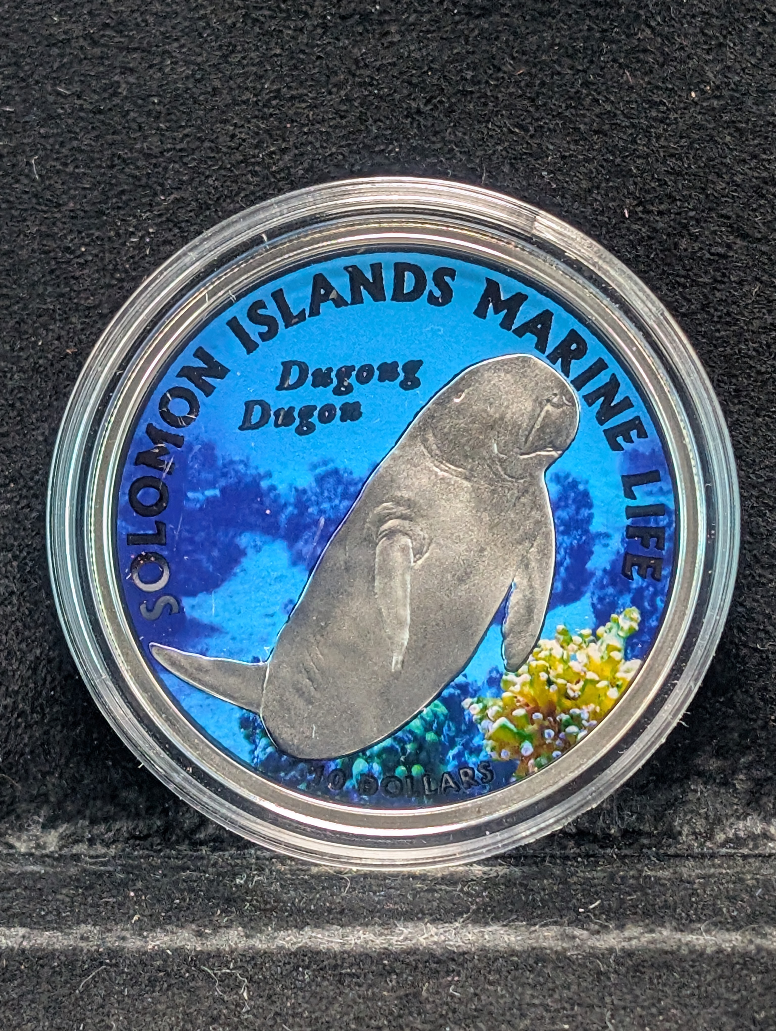 2011 Solomon Islands Marine Life, Dugong, Ten Dollars Coin, 20 grams of .925 Sterling Silver
