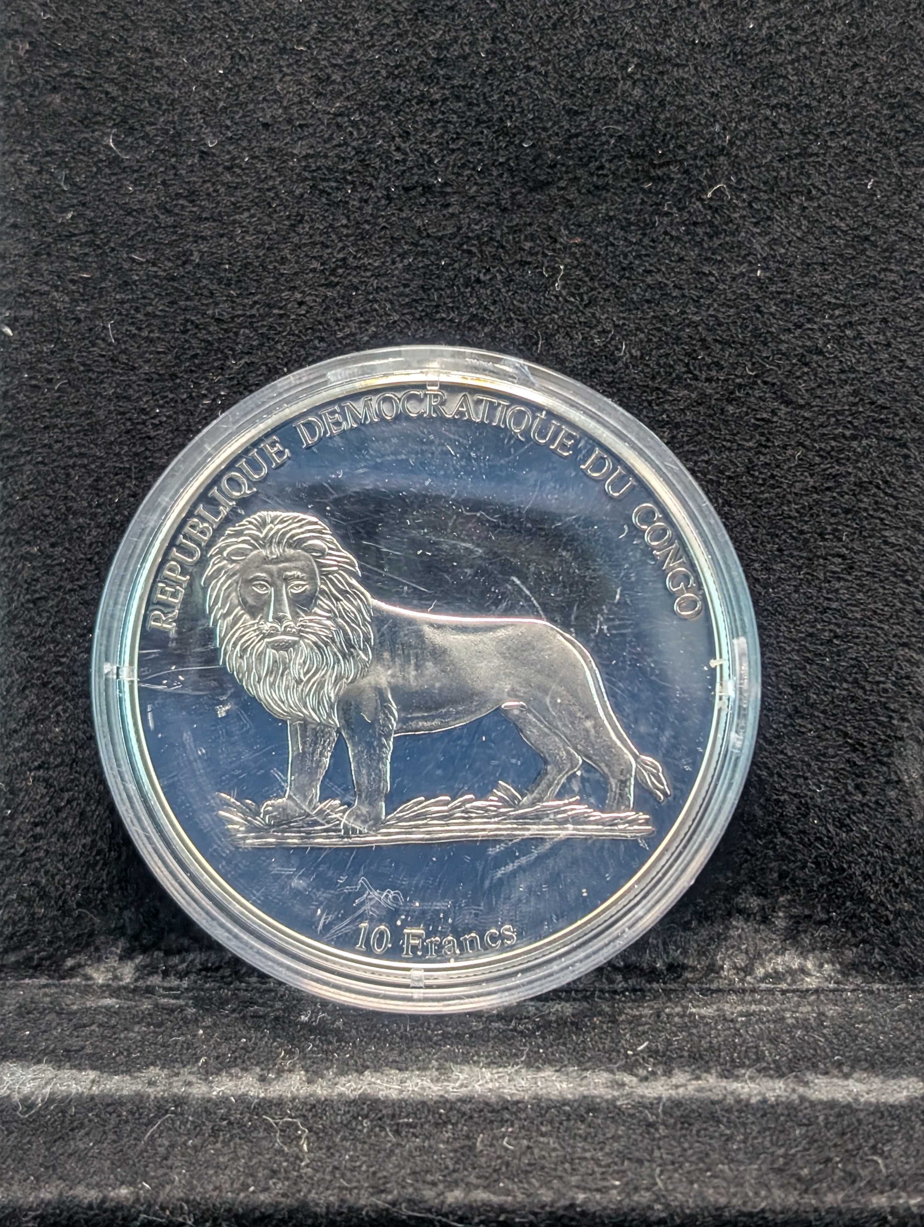 2003 Congo Historic Automobiles, 1932 Duesenberg SJ, 10 Francs Coin, .999 Fine Silver 26g