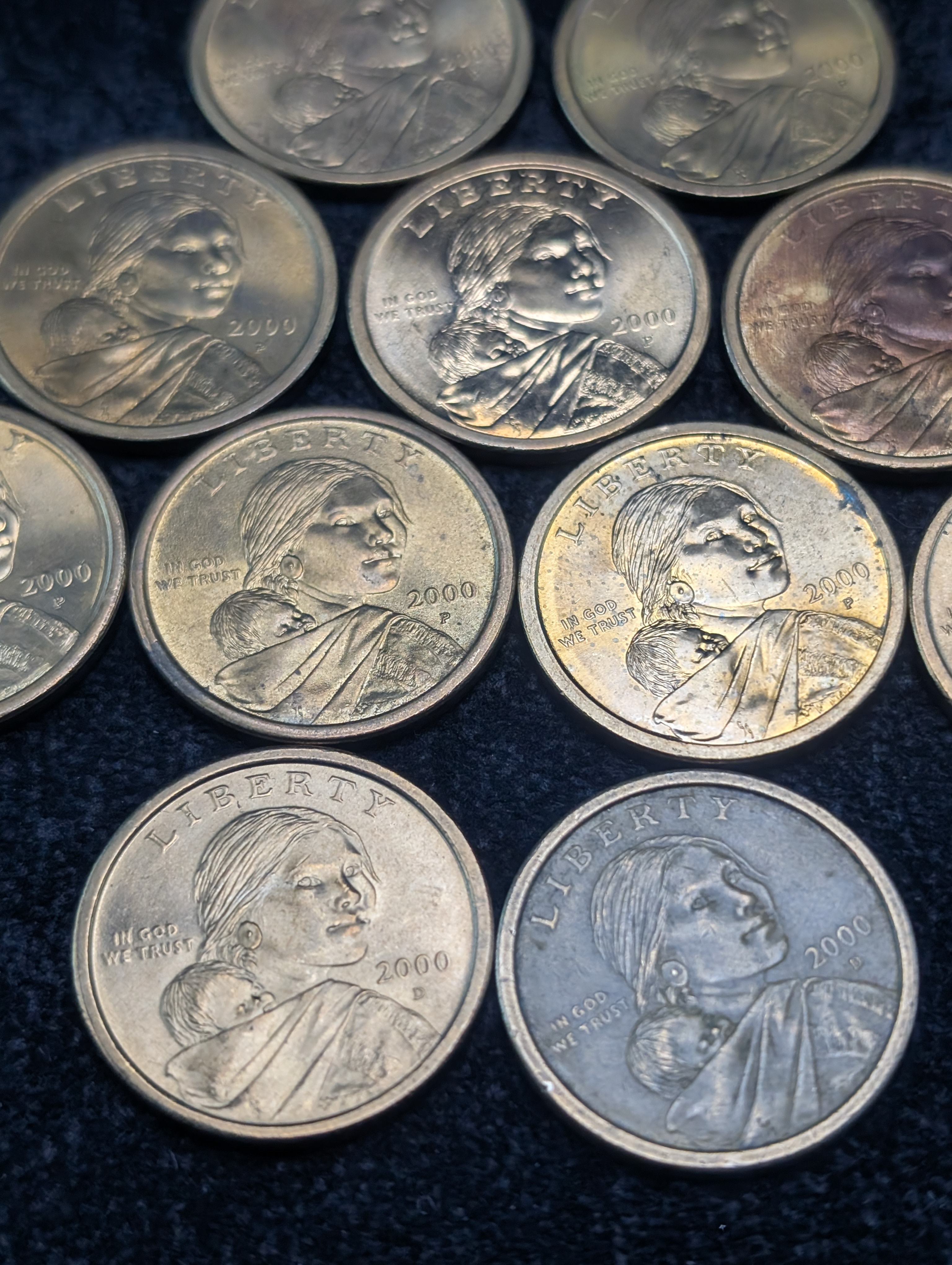 (9) 2000-P & (3) 2000-D Sacagawea One Dollar Coins