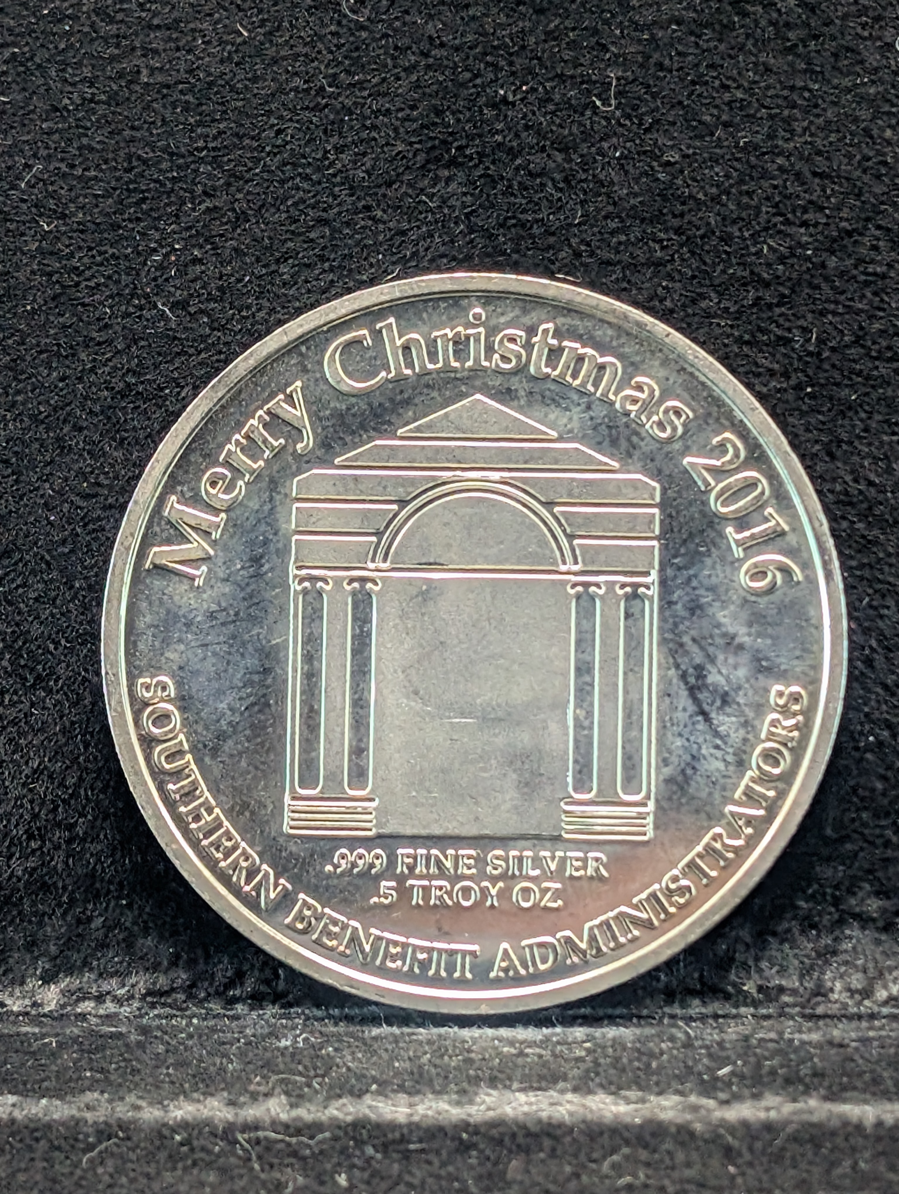 2016 Merry Christmas Silver Round, 1/2 Troy Ounce, .999 Fine Silver