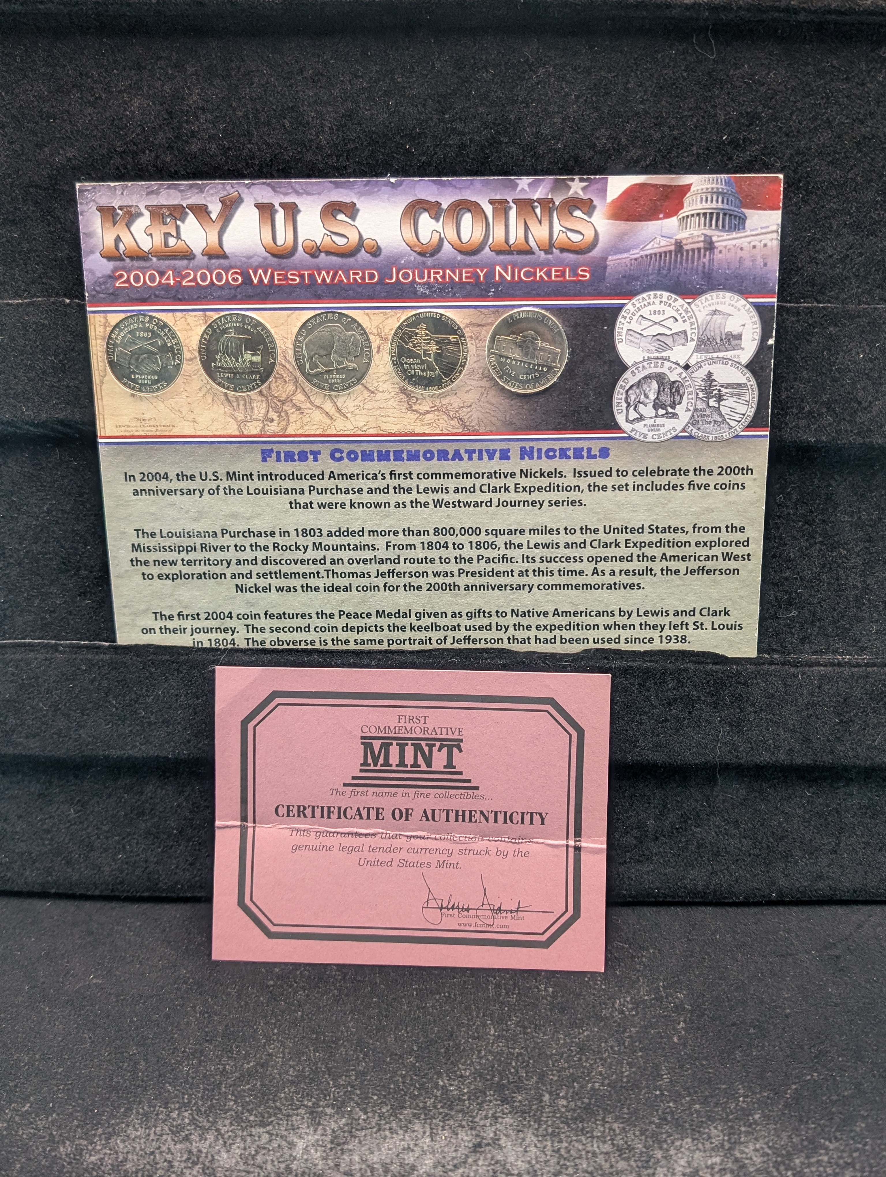 2004-2006 Westward Journey Jefferson Nickels, Key U.S. Coins With COA